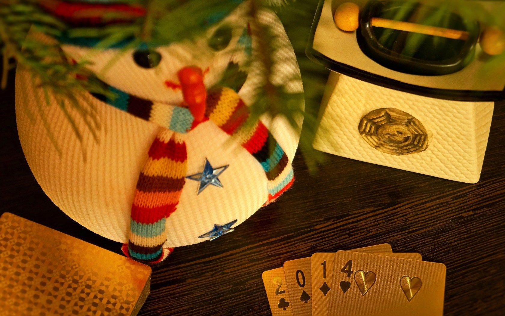 HD wallpaper, Poker, Year, Cards, Game, Snowman, 2014, Luxury, Gold, New