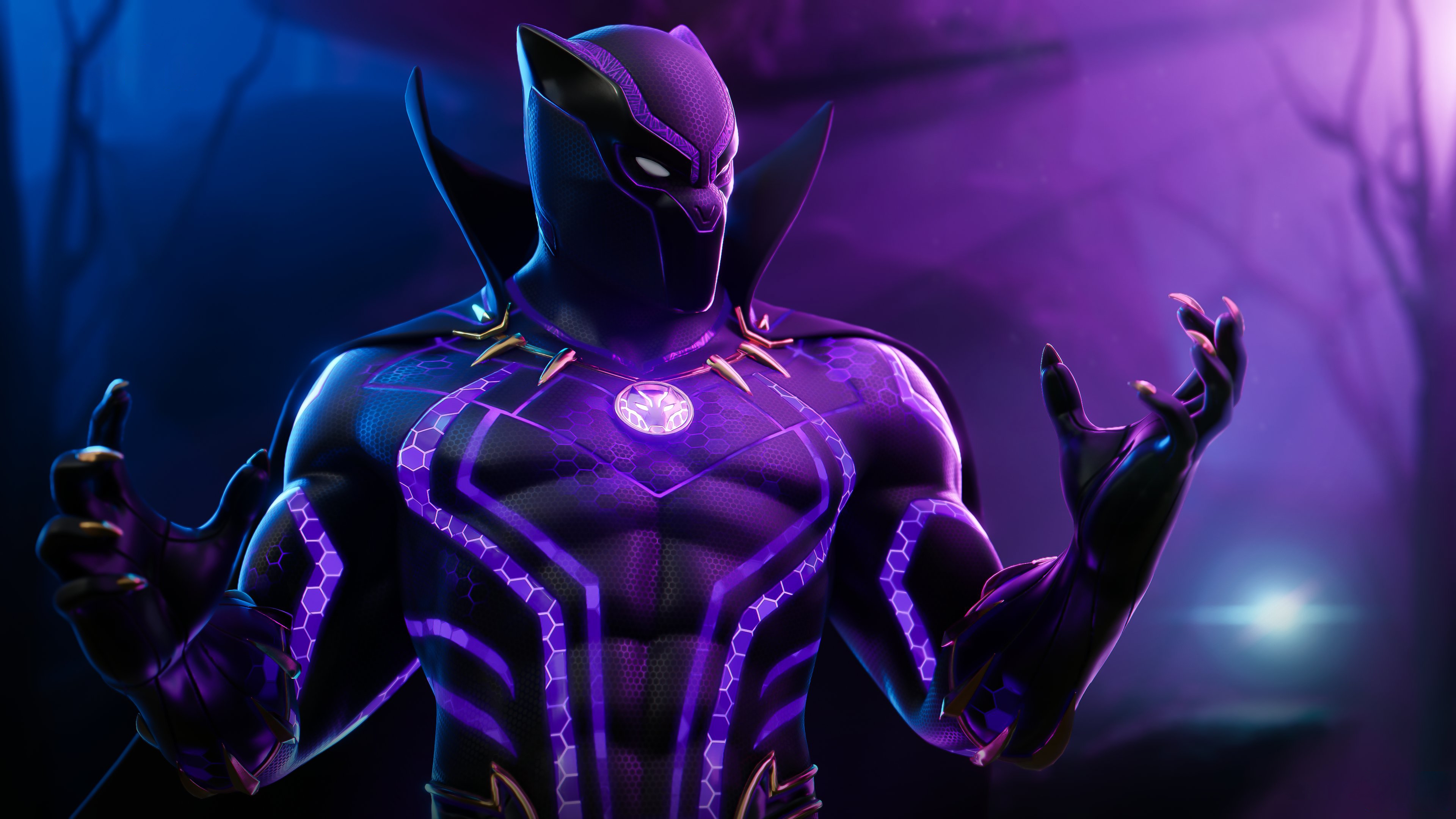 HD wallpaper, Neon, Skin, Fortnite, 2020 Games, Black Panther