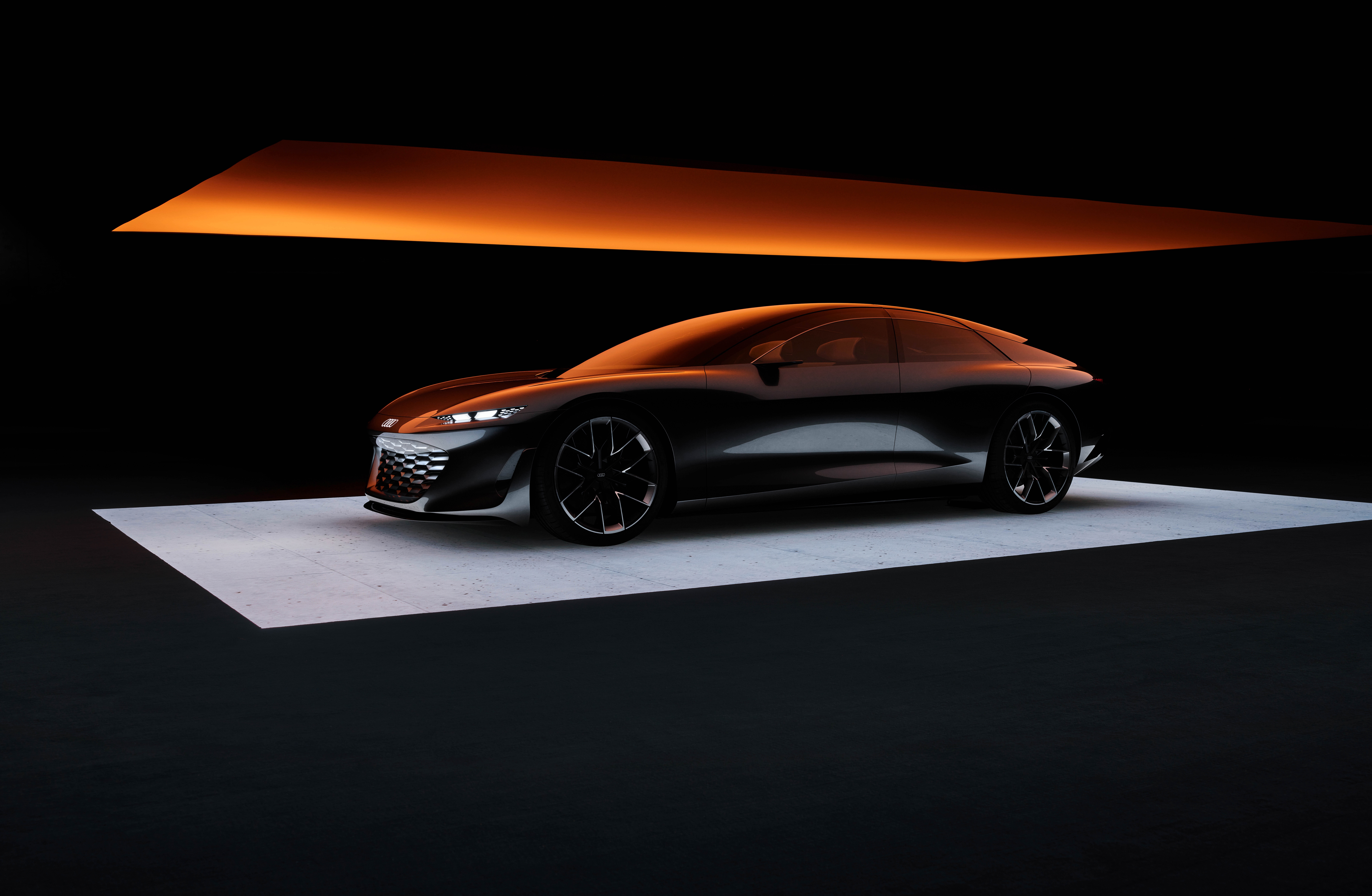 HD wallpaper, Electric Cars, Audi Grandsphere Concept, 2021, Black Background, 8K, Concept Cars, 5K