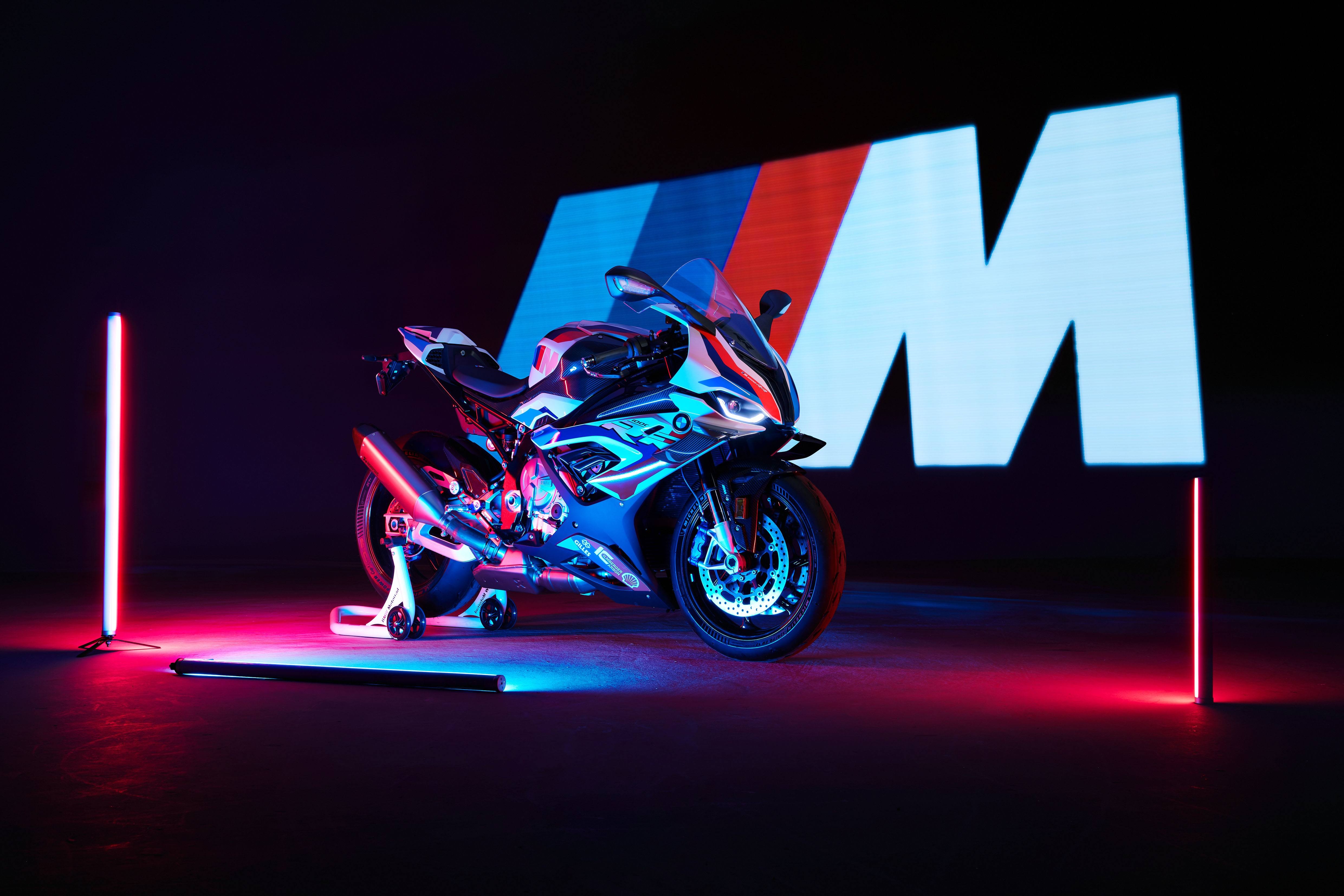 HD wallpaper, Race Bikes, Dark Background, Neon, Bmw M 1000 Rr, 5K, 2021, Dark Aesthetic