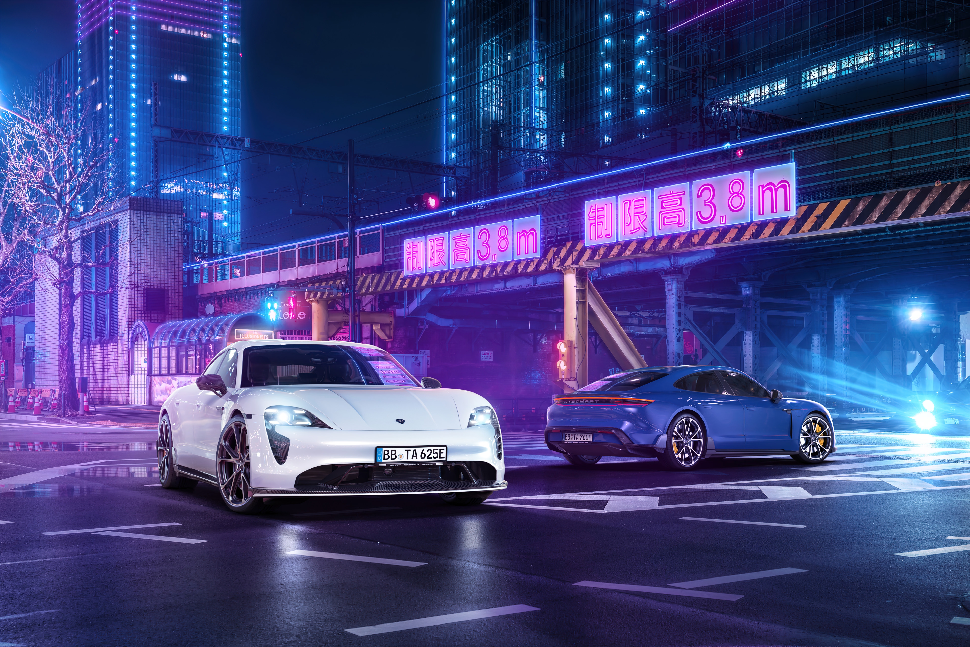HD wallpaper, Techart Porsche Taycan Aerokit, Neon, 2021