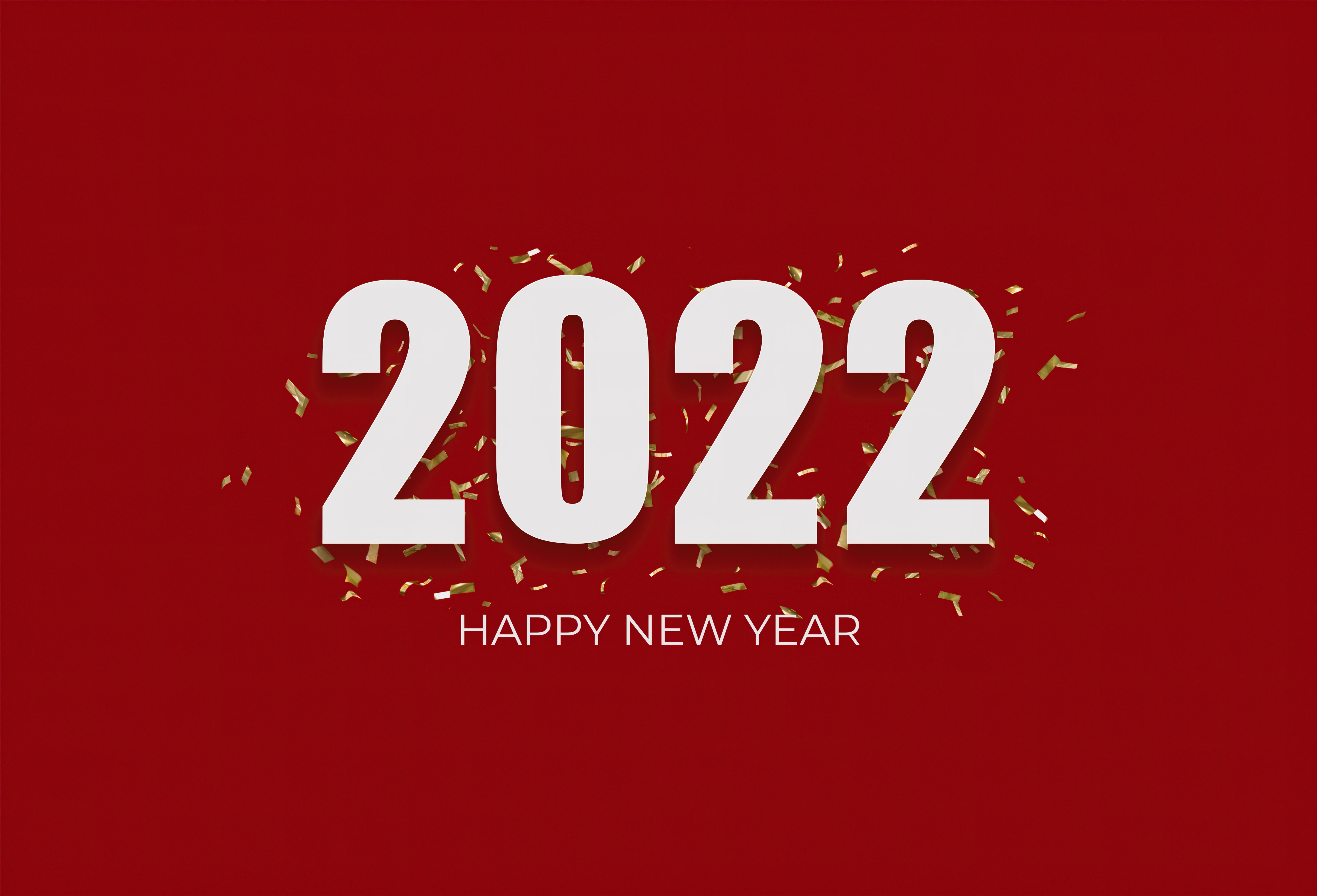 HD wallpaper, 5K, 2022 New Year, Happy New Year, Red Background