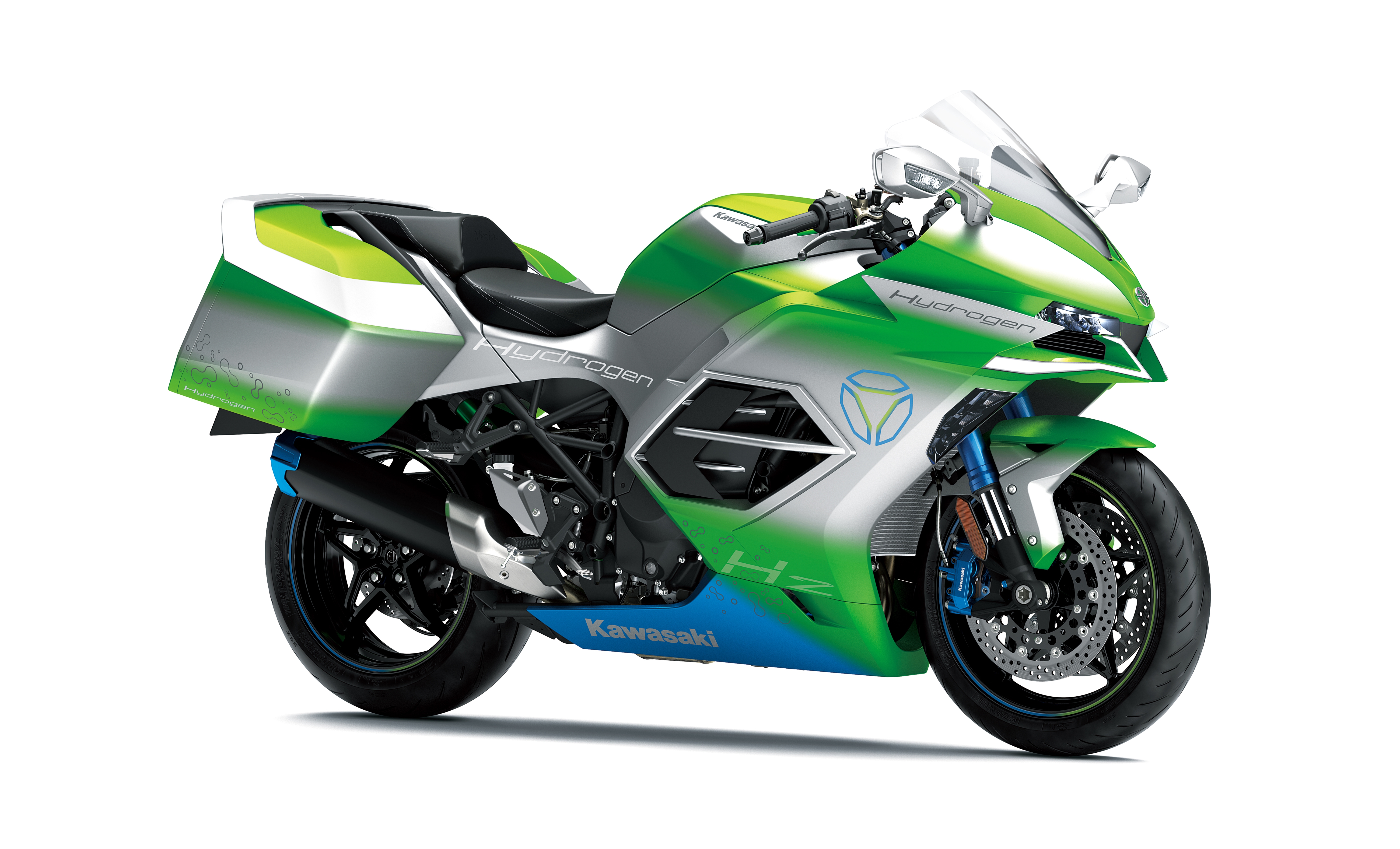 HD wallpaper, White Background, Kawasaki Hydrogen Motorcycle, 2023, Concept Bikes, 5K