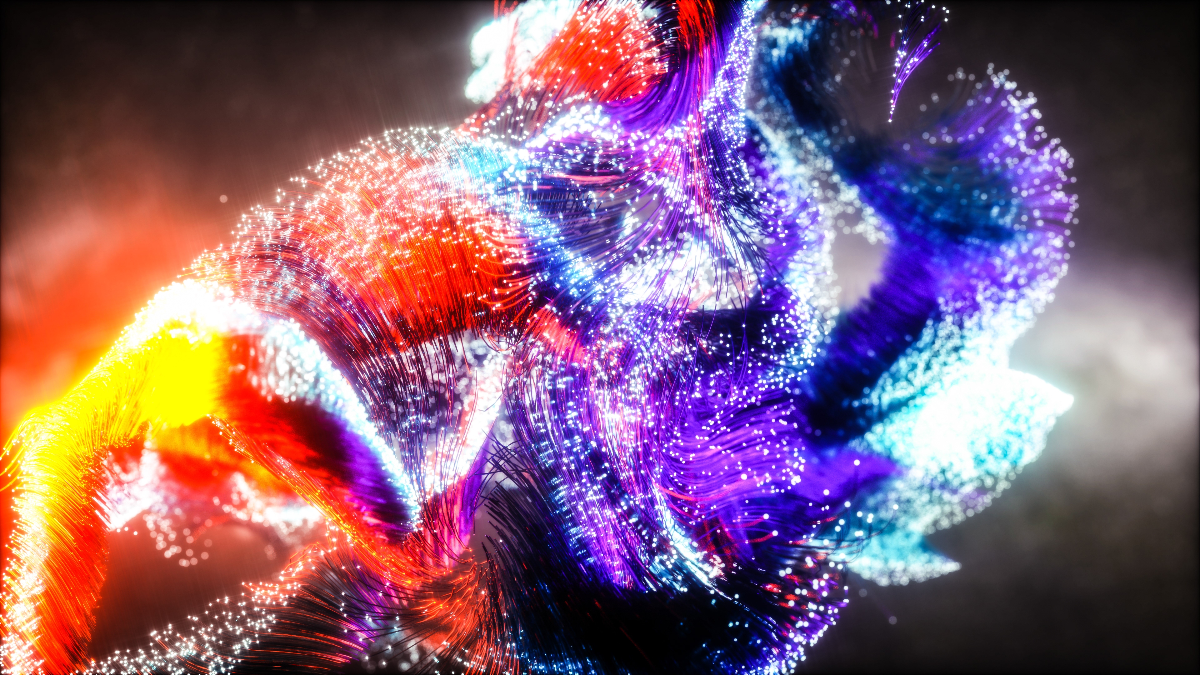HD wallpaper, Glowing, 3D, Colorful, Particles, Psychedelic