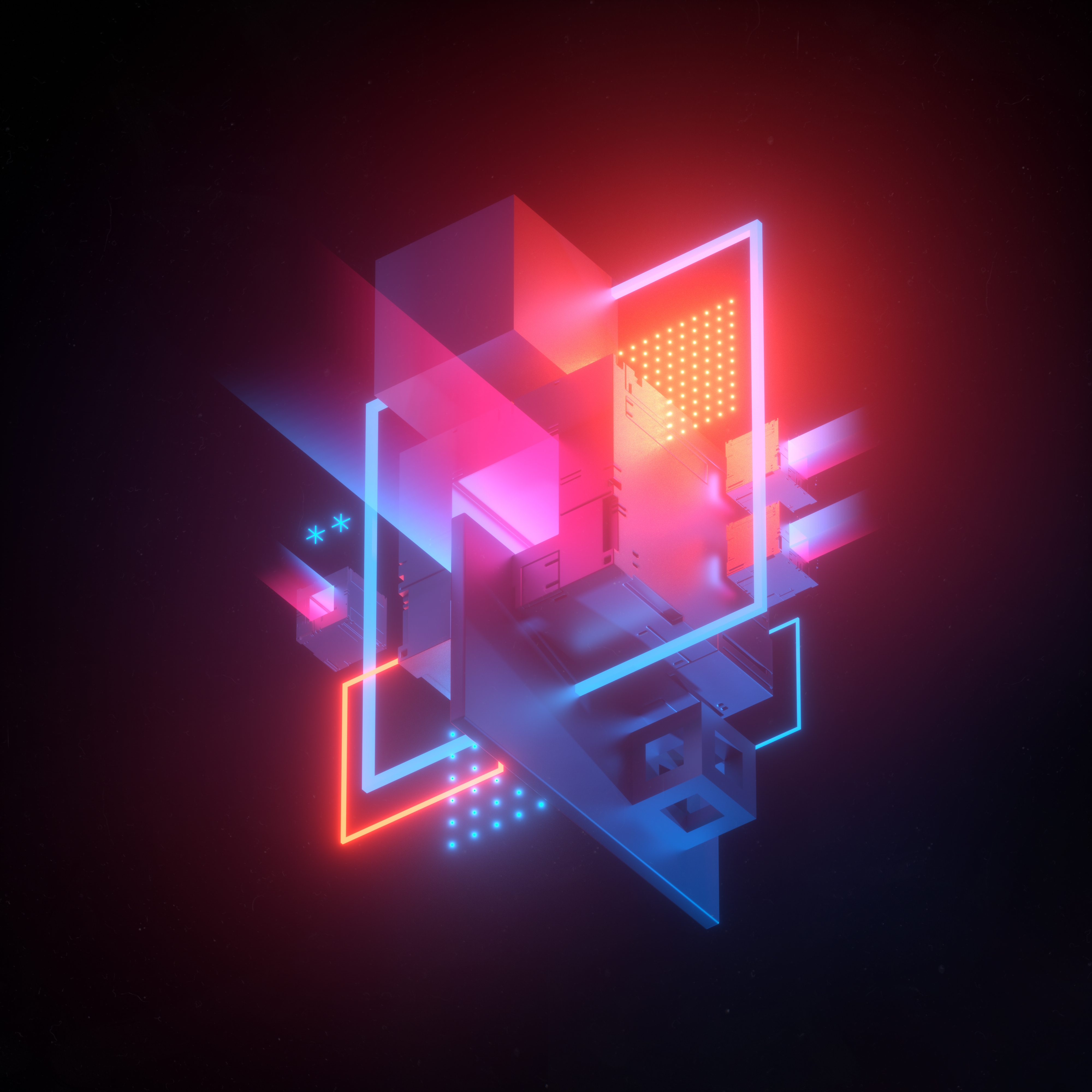 HD wallpaper, 3D Model, Neon, 3D Cubes