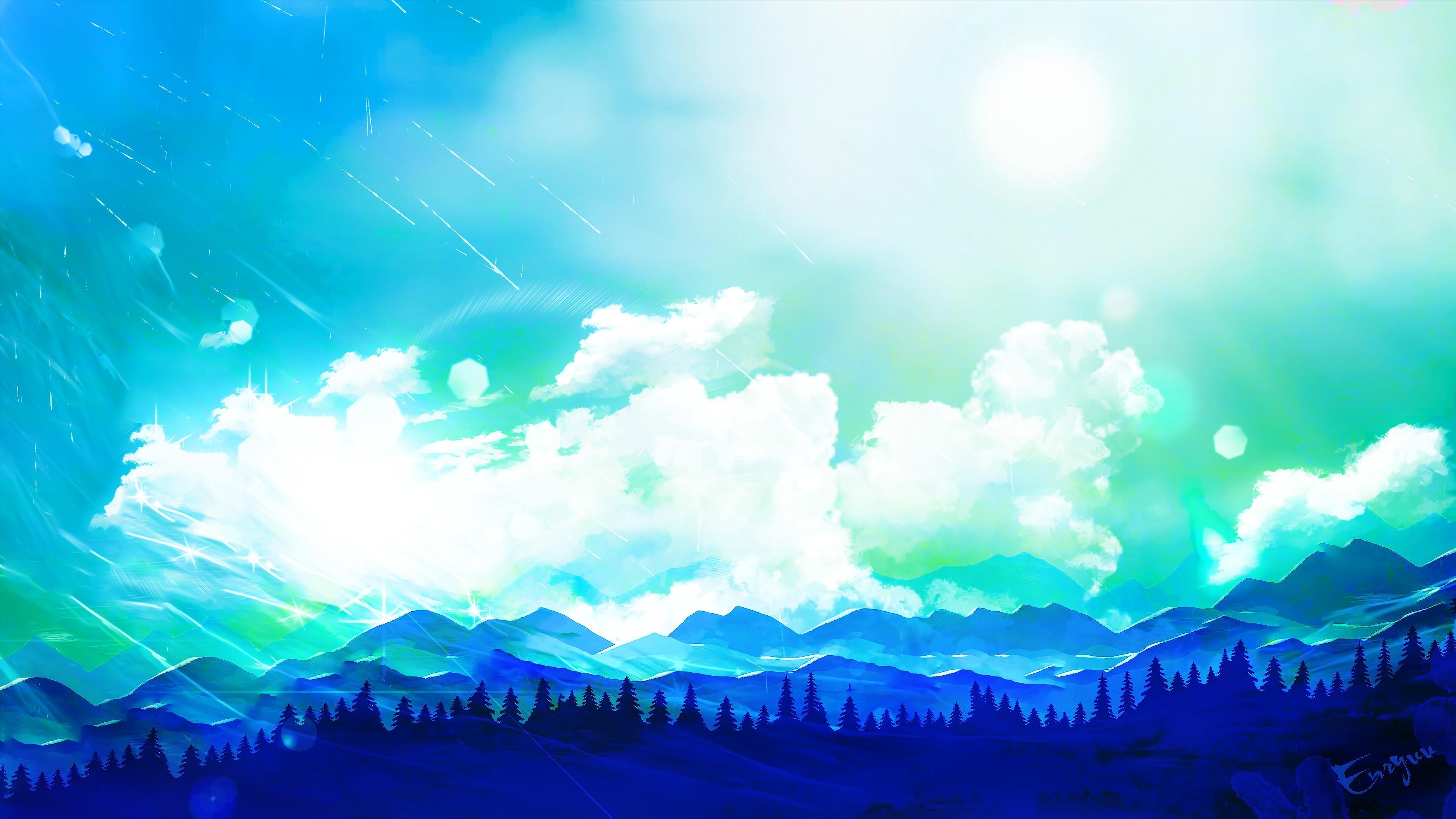 HD wallpaper, Clouds, Mountains, 3840X2160, Forest, 4K, Minimalist