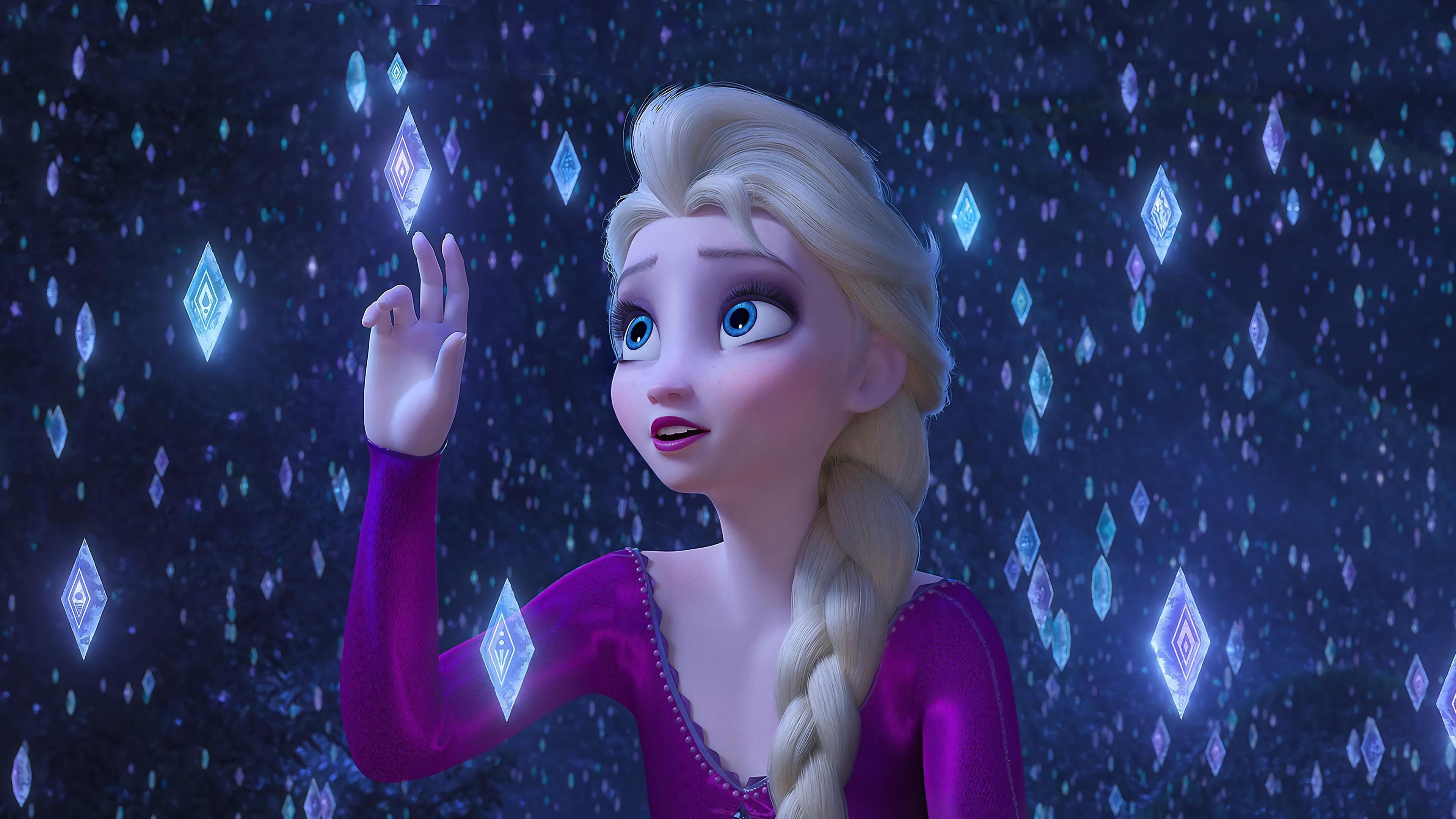 HD wallpaper, Frozen 2, Elsa, Snowflakes, 4K