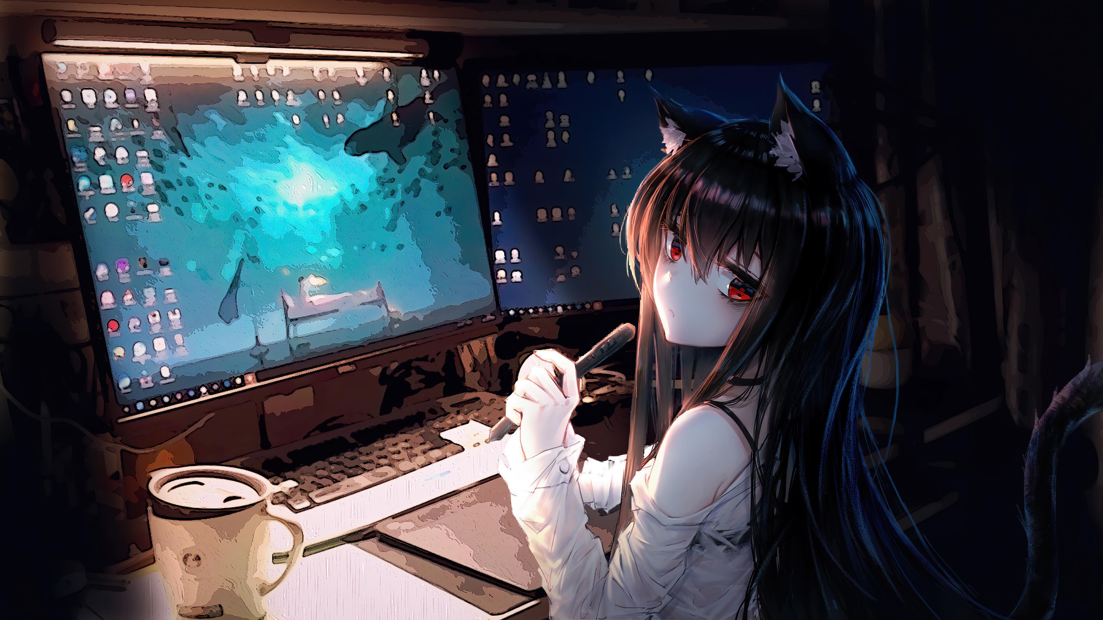 HD wallpaper, Girl, 4K, Anime, Desktop, Computer