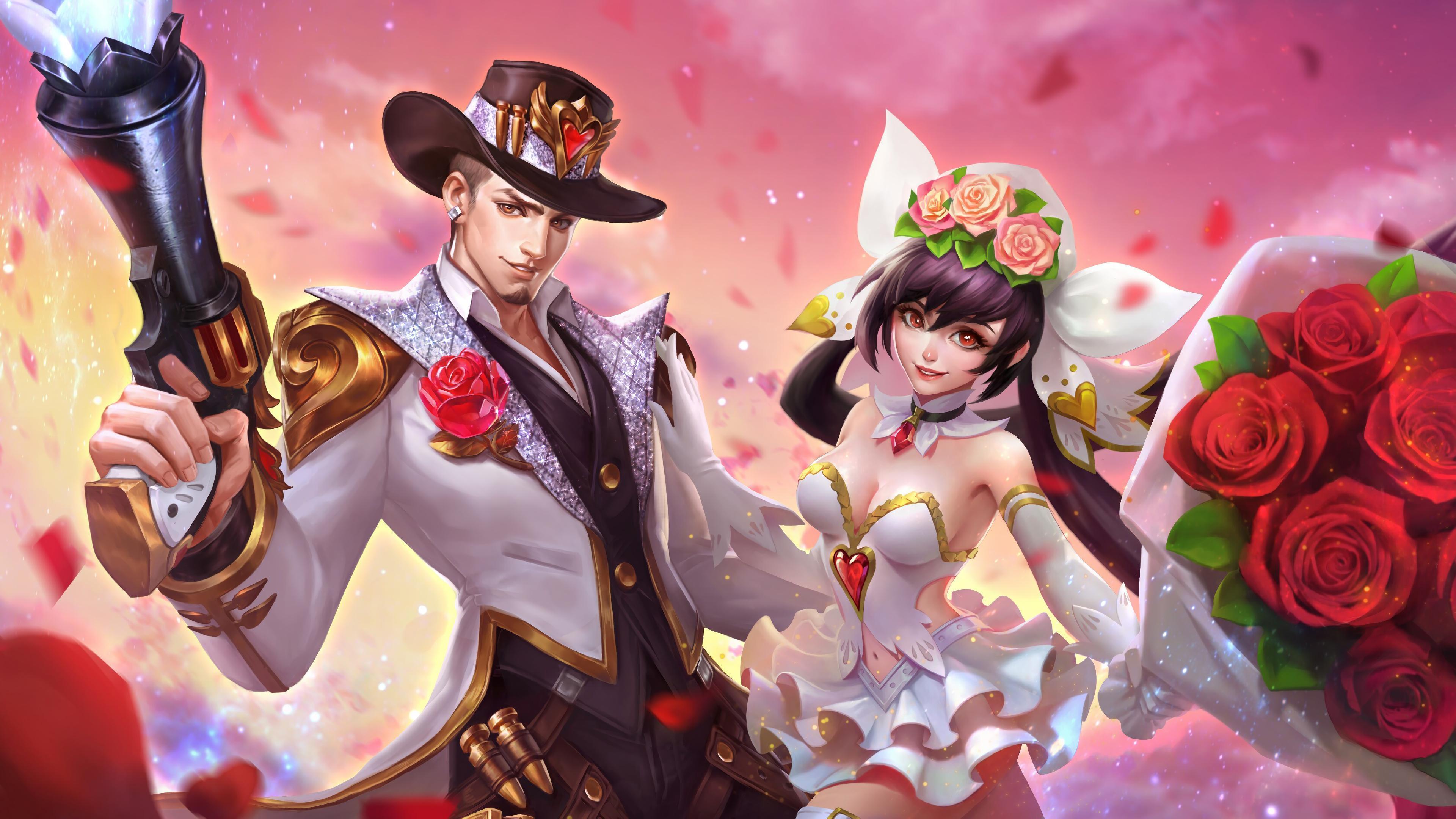 HD wallpaper, Layla, Skins, Gun And Roses, Cannon And Roses, 4K, Mobile Legends, Clint