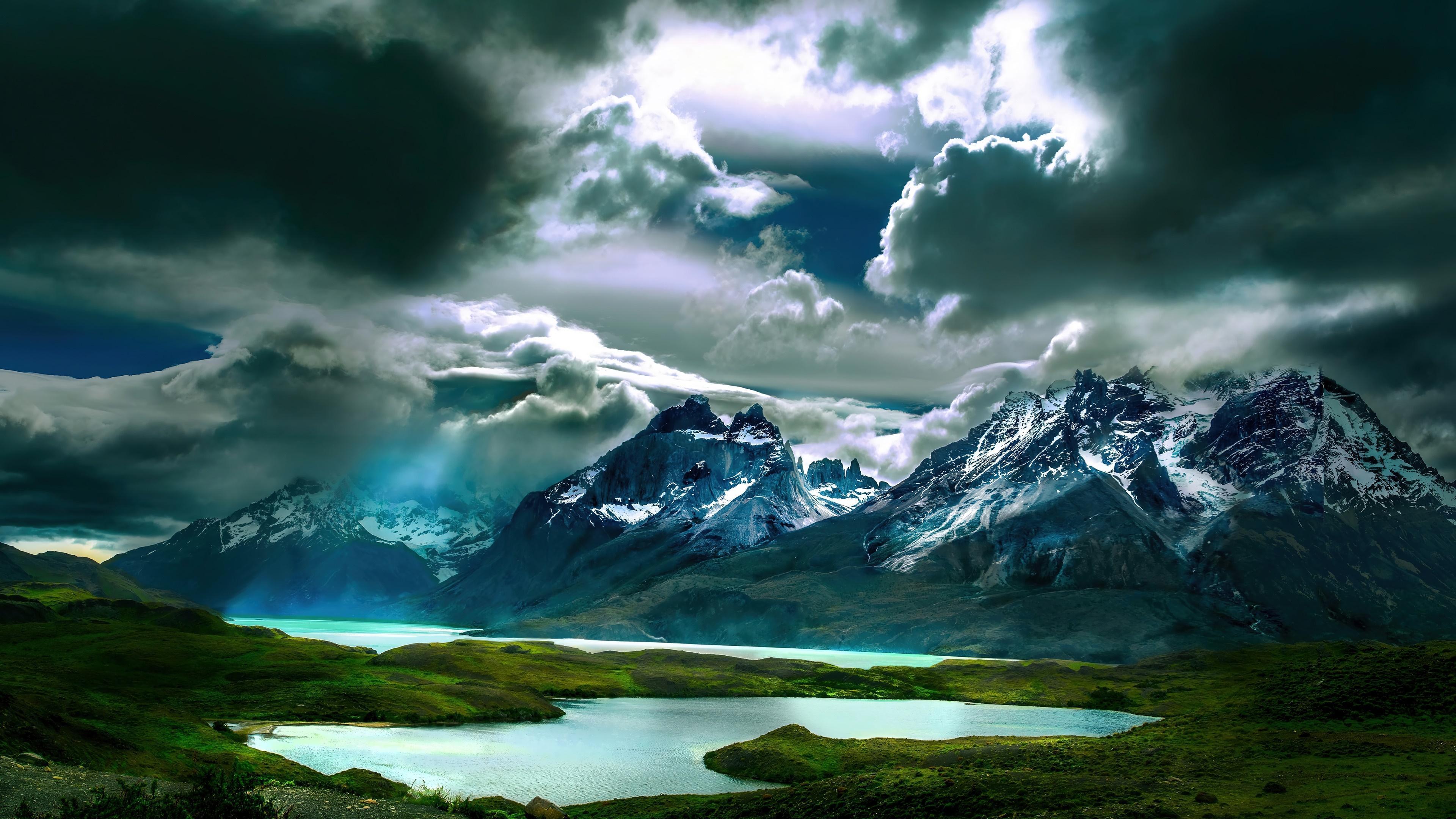 HD wallpaper, Mountain, Clouds, Scenery, 4K, Landscape
