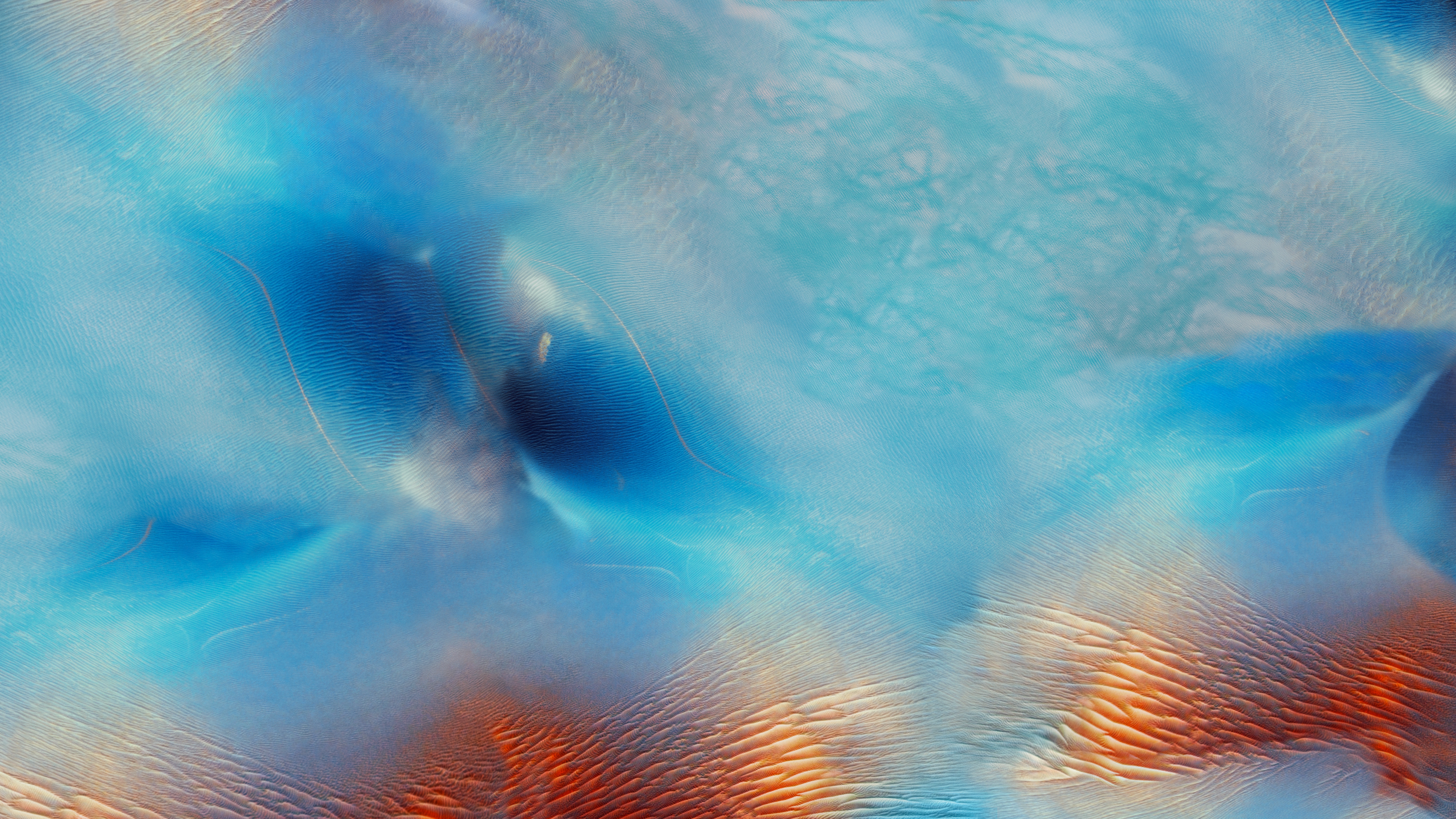 HD wallpaper, 5K, Retina, Ios 9, Blue, Sand Dunes, Waves, Aerial View, Desert