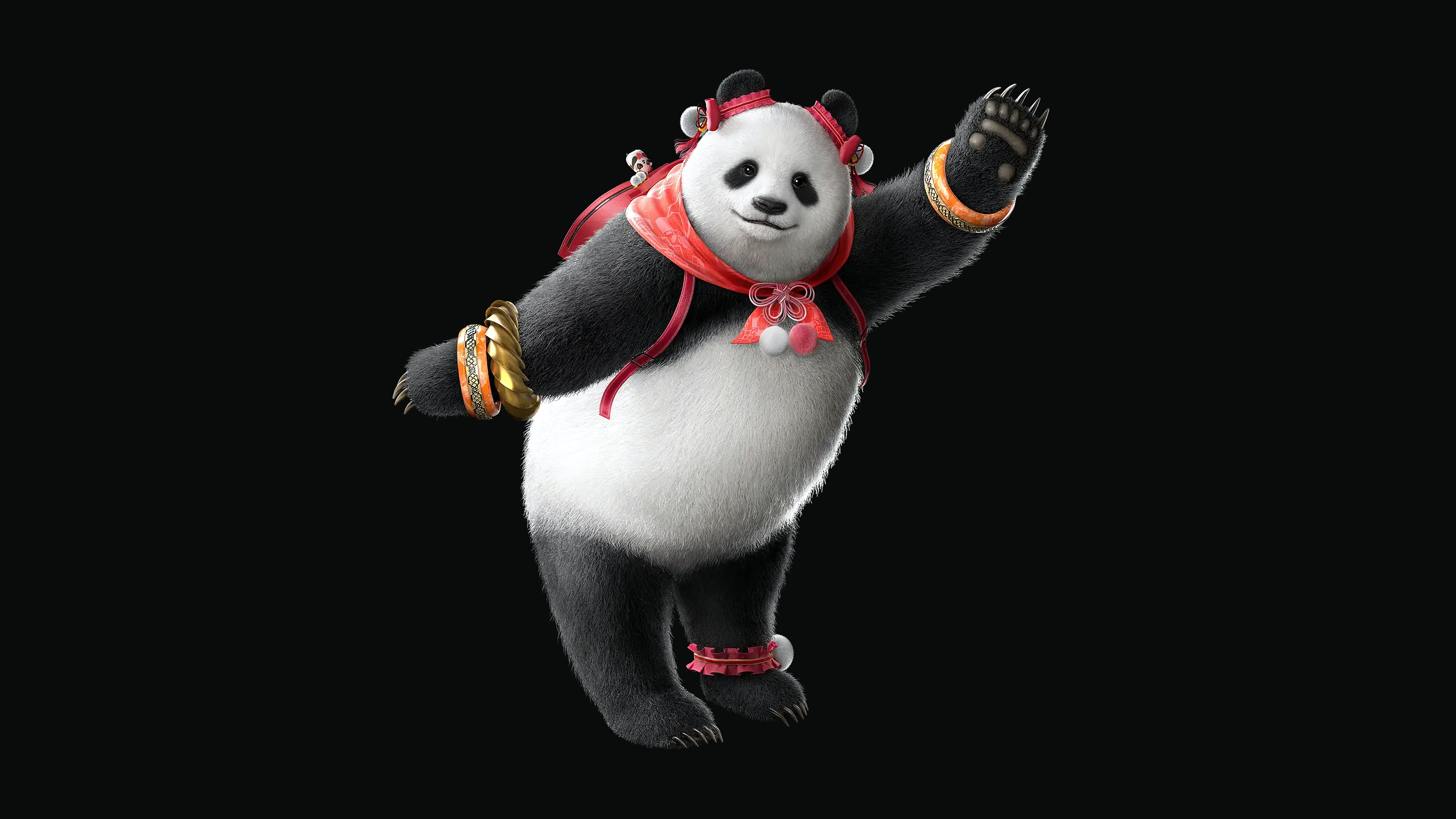 HD wallpaper, Amoled, Tekken 8, 5K, Black Background, Panda