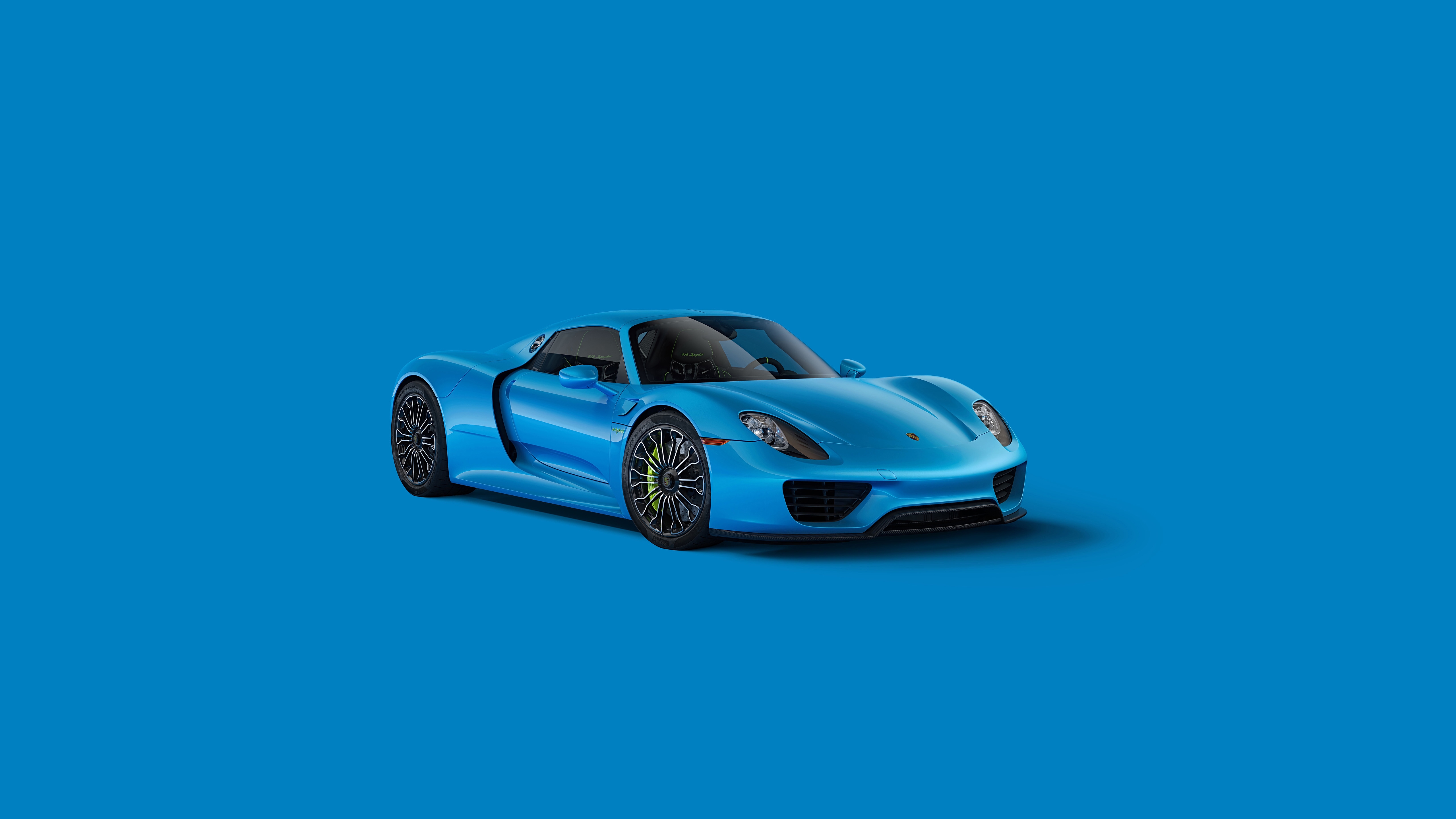 HD wallpaper, Porsche 918 Spyder, 5K, Blue Aesthetic, Blue Background, Cgi