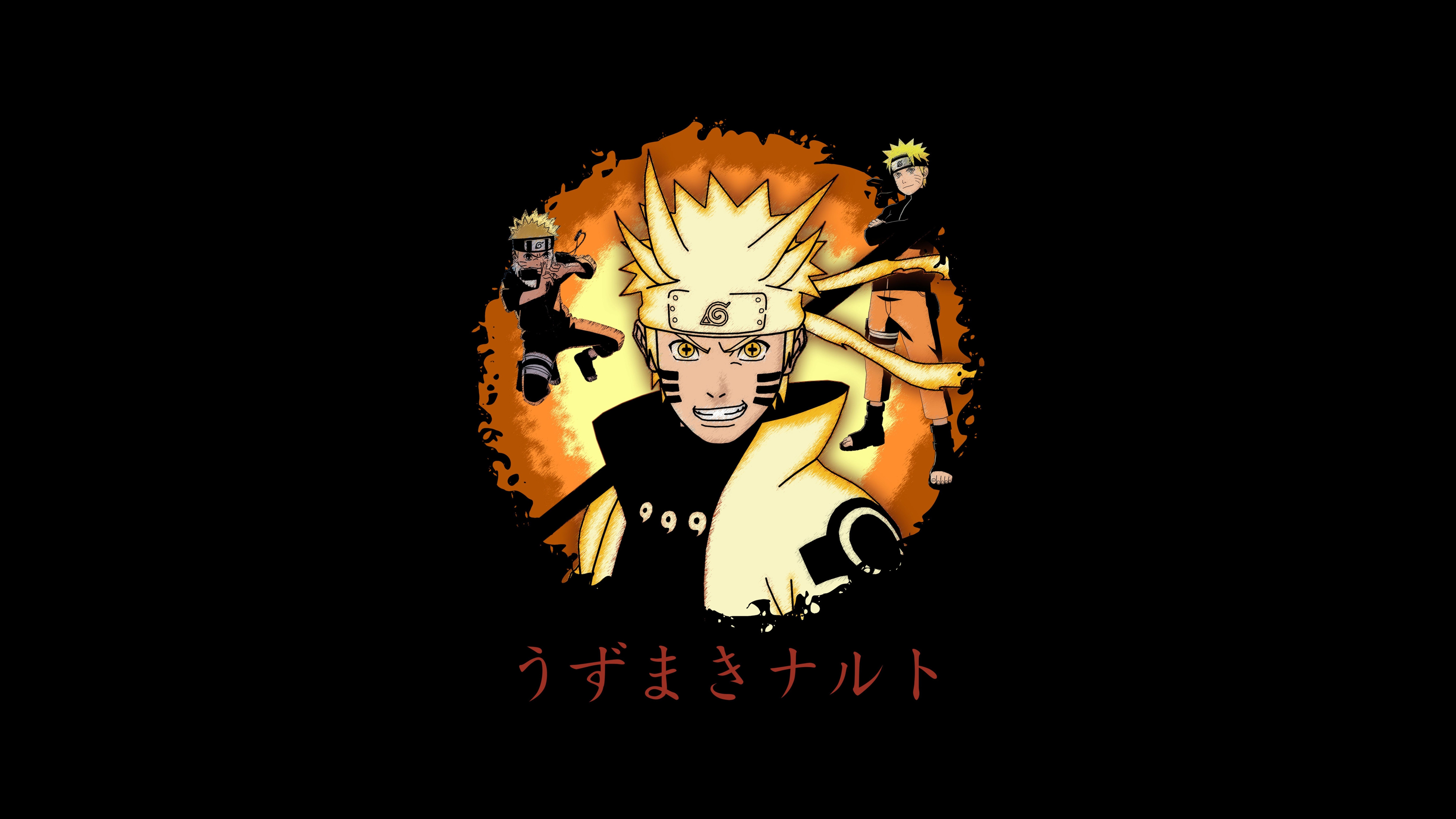HD wallpaper, Naruto Uzumaki, Dark Theme, 5K, Black Background