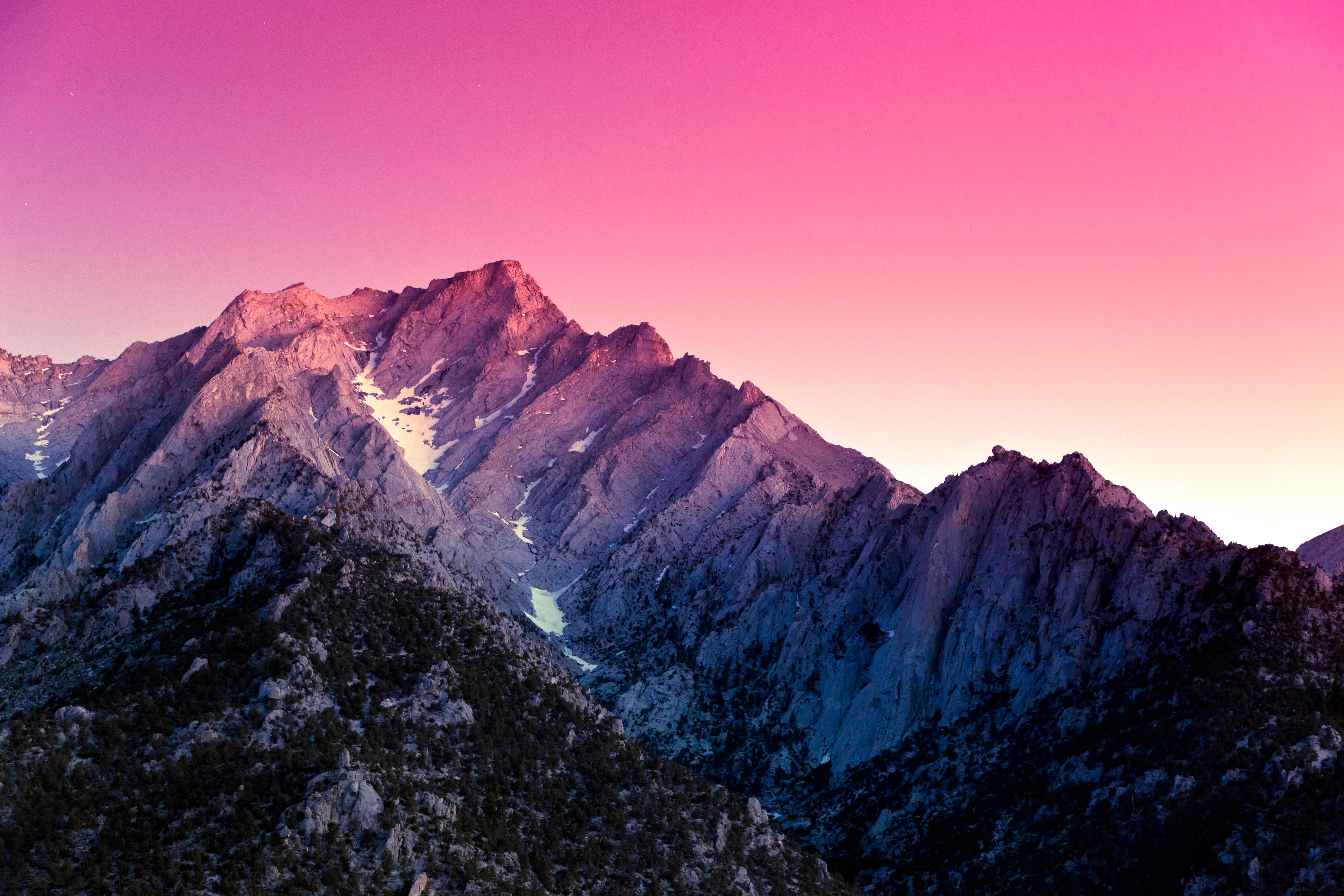 HD wallpaper, California, Sunset, Evening, Sierra Nevada, Aesthetic, Peak, Gradient Background, Scenic, Mountains, Pink Sky, 5K