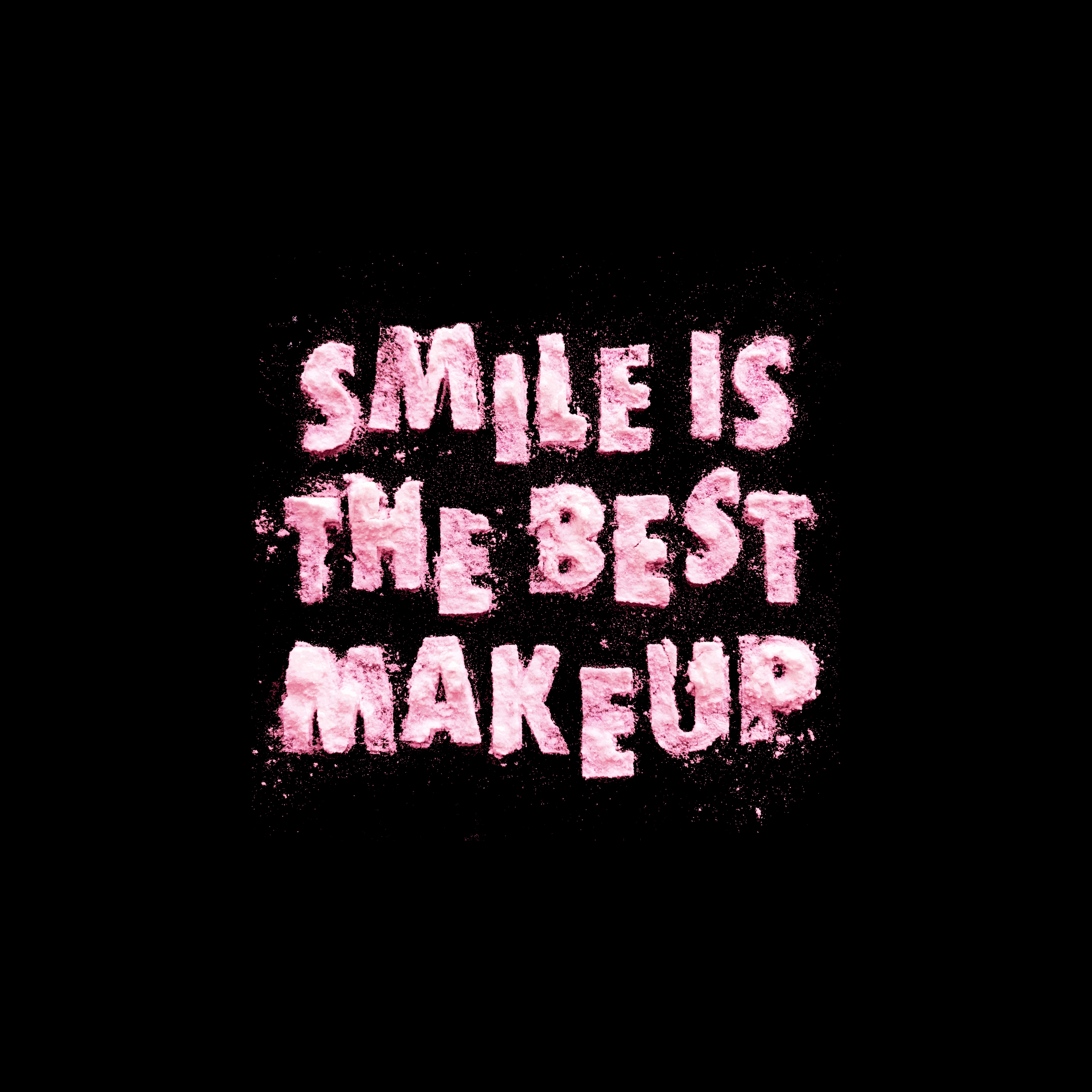 HD wallpaper, Typography, 5K, Smile Is The Best Makeup, Baby Pink, Girly, Black Background