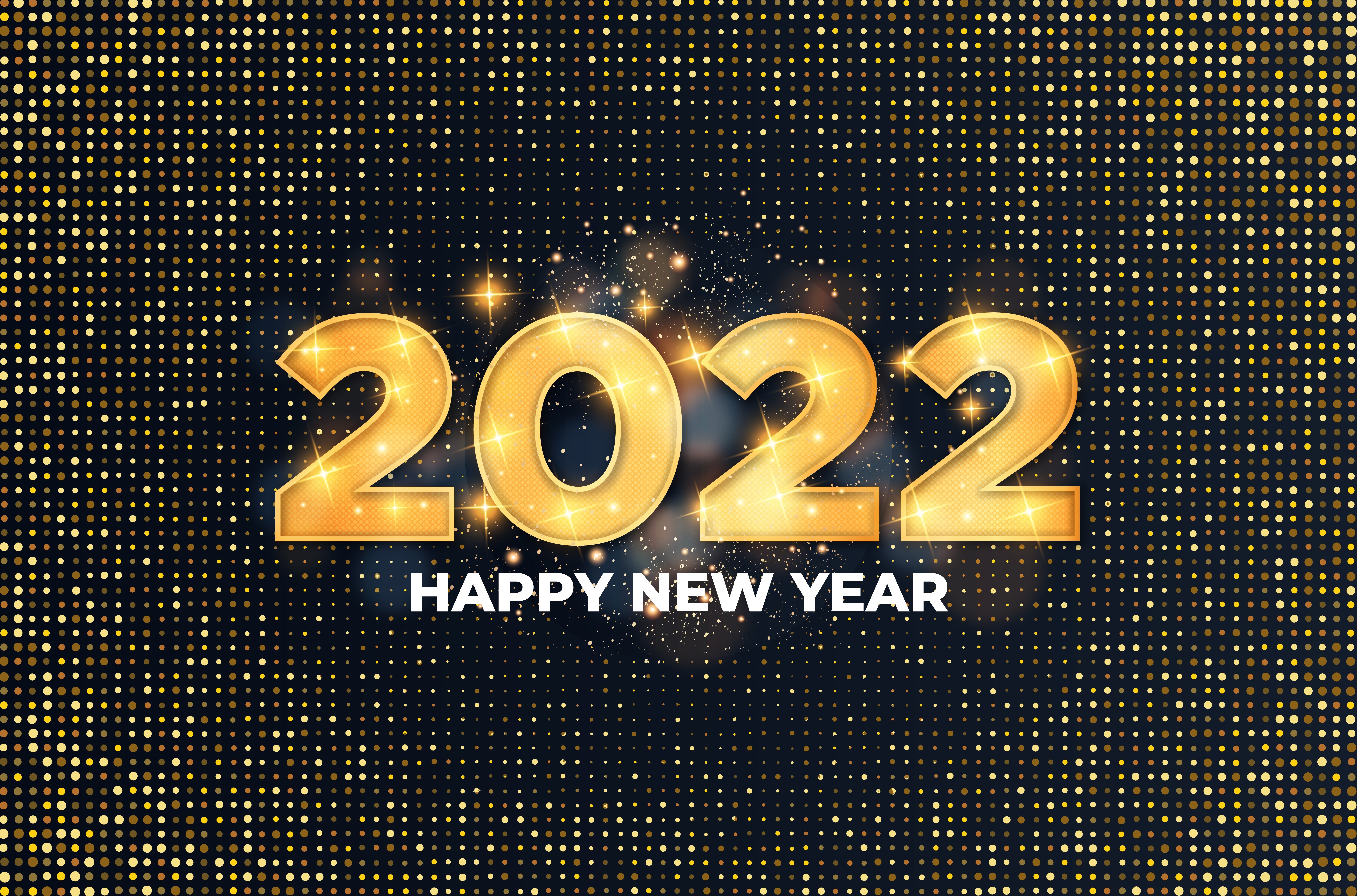 HD wallpaper, Glitter, Golden Dots, 5K, 2022 New Year, Happy New Year
