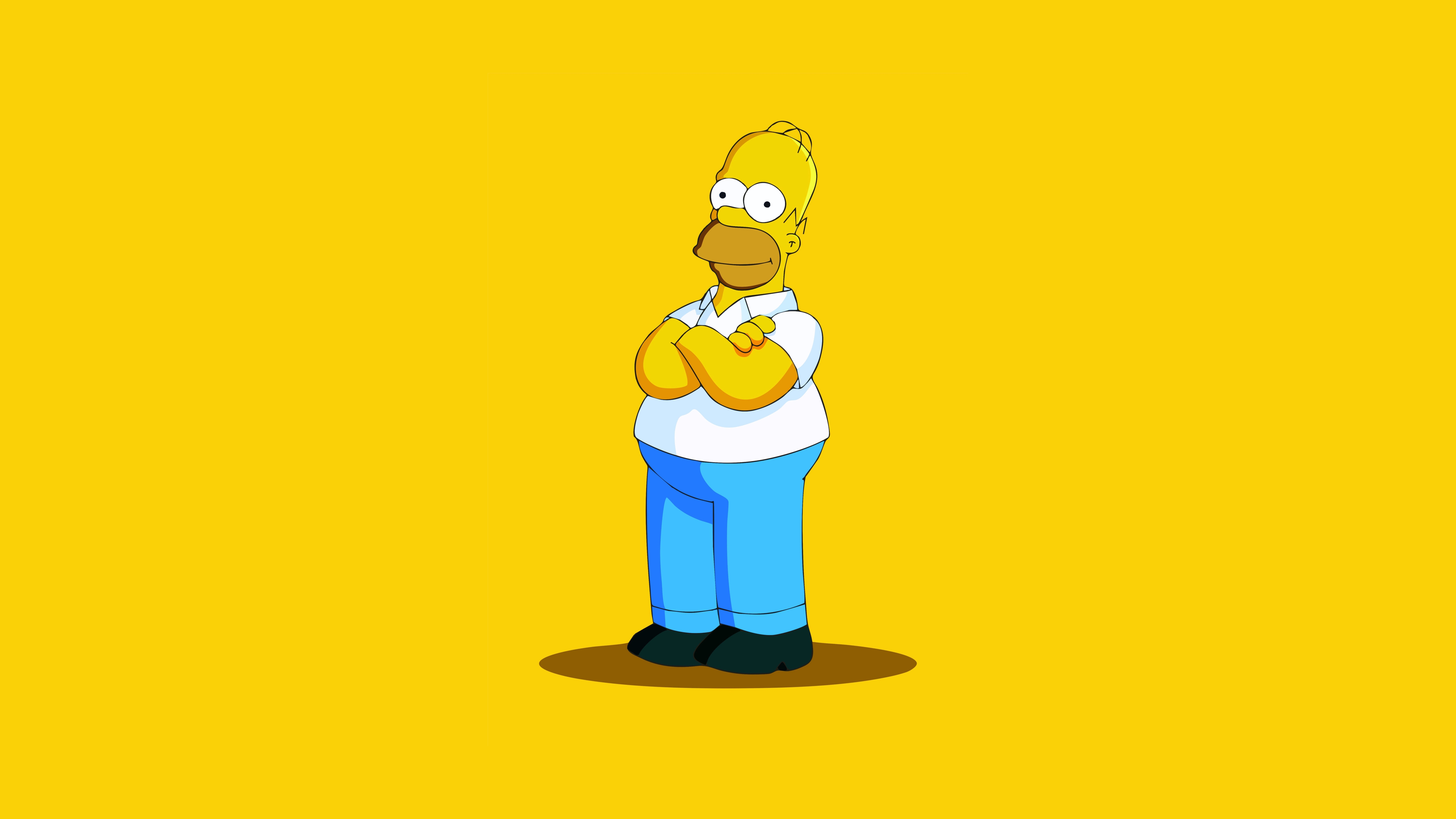 HD wallpaper, Simple, The Simpsons, Yellow Background, Minimalist, 5K, Homer Simpson