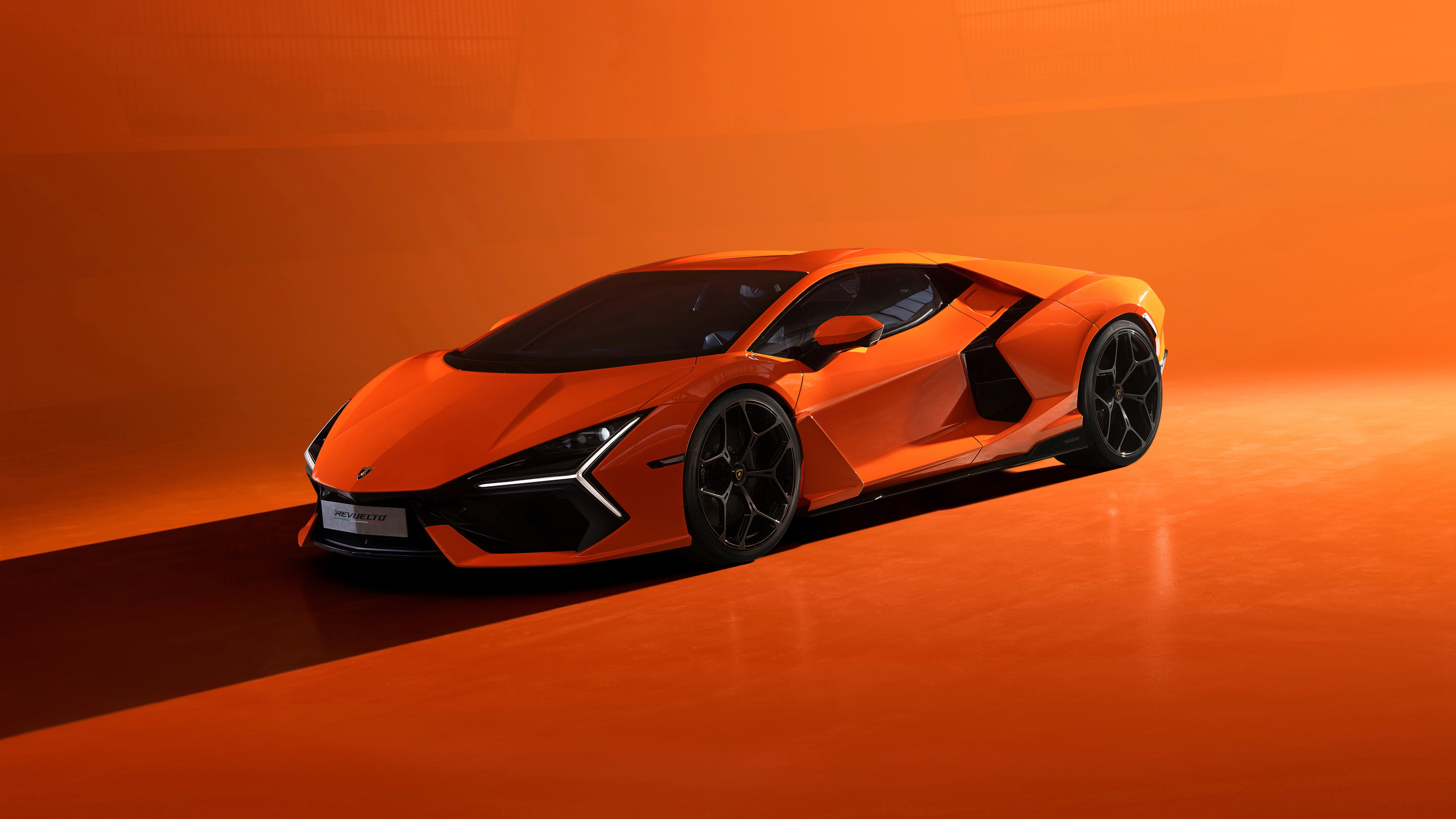 HD wallpaper, 8K, Lamborghini Revuelto, Exotic Car, 2023, 5K, Hybrid Sports Car, Orange Aesthetic