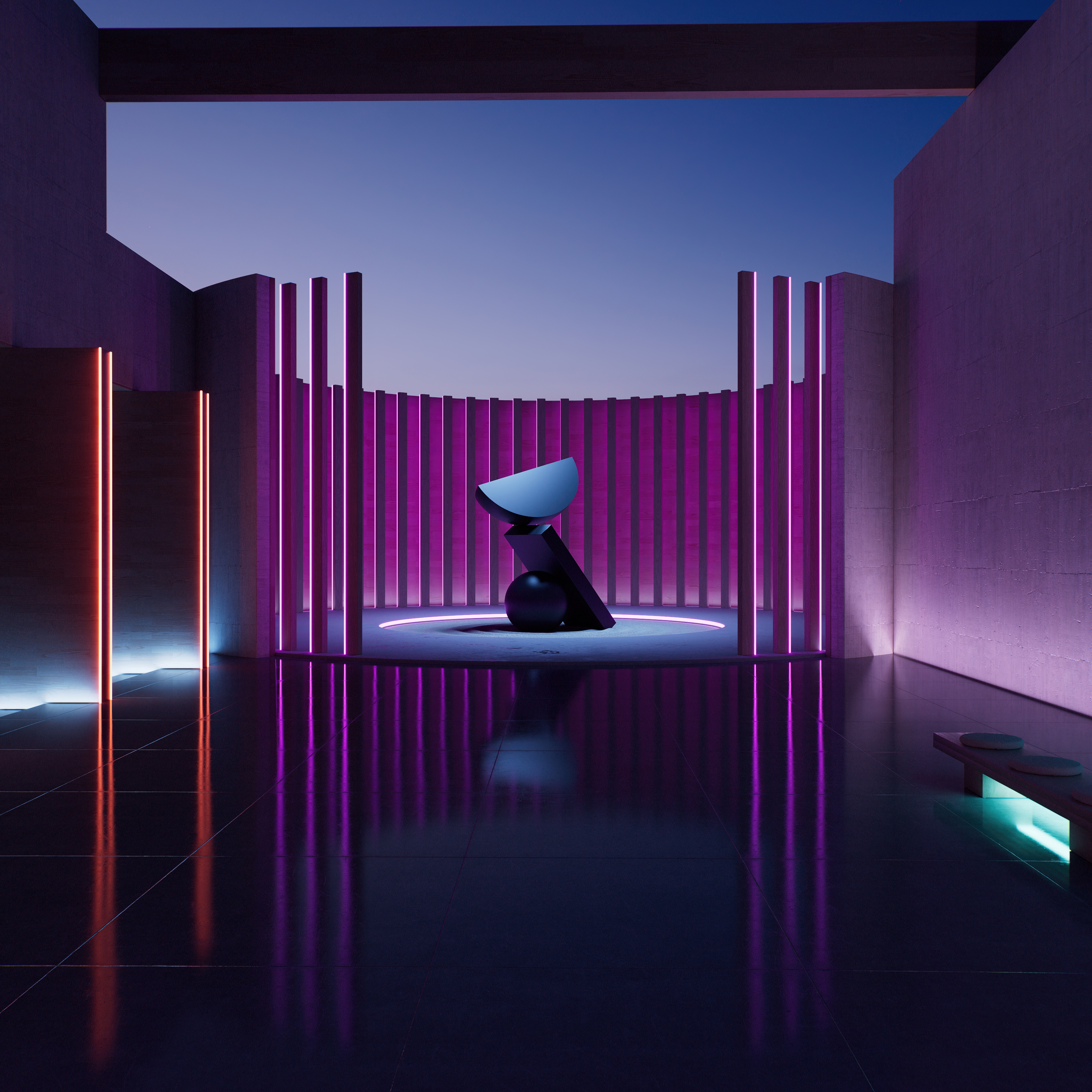 HD wallpaper, Modern Architecture, Surreal, 5K, Purple Aesthetic, Sculpture