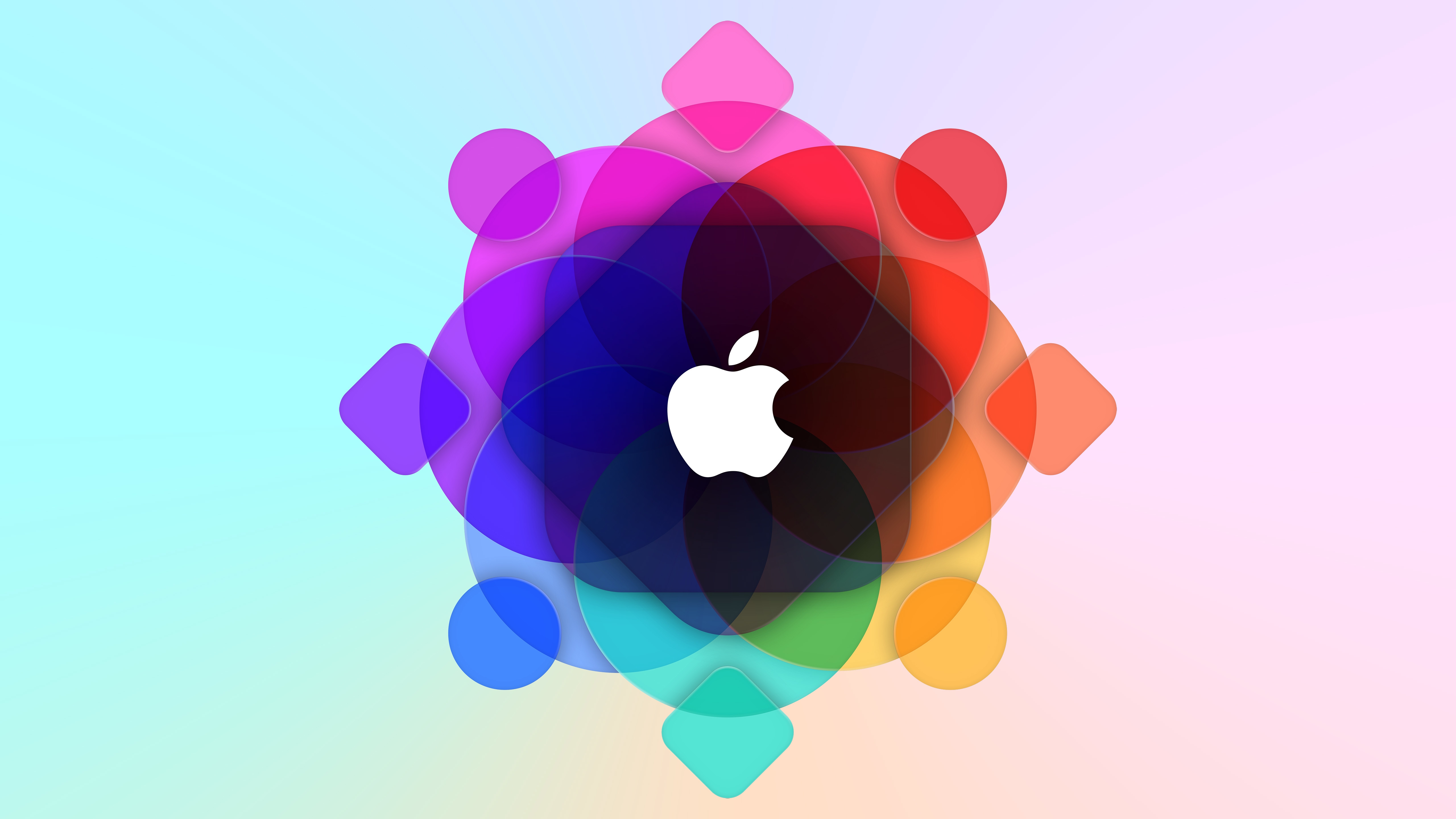 HD wallpaper, Apple Logo, 5K, Colorful, Pastel Background, Wwdc, Gradient Background