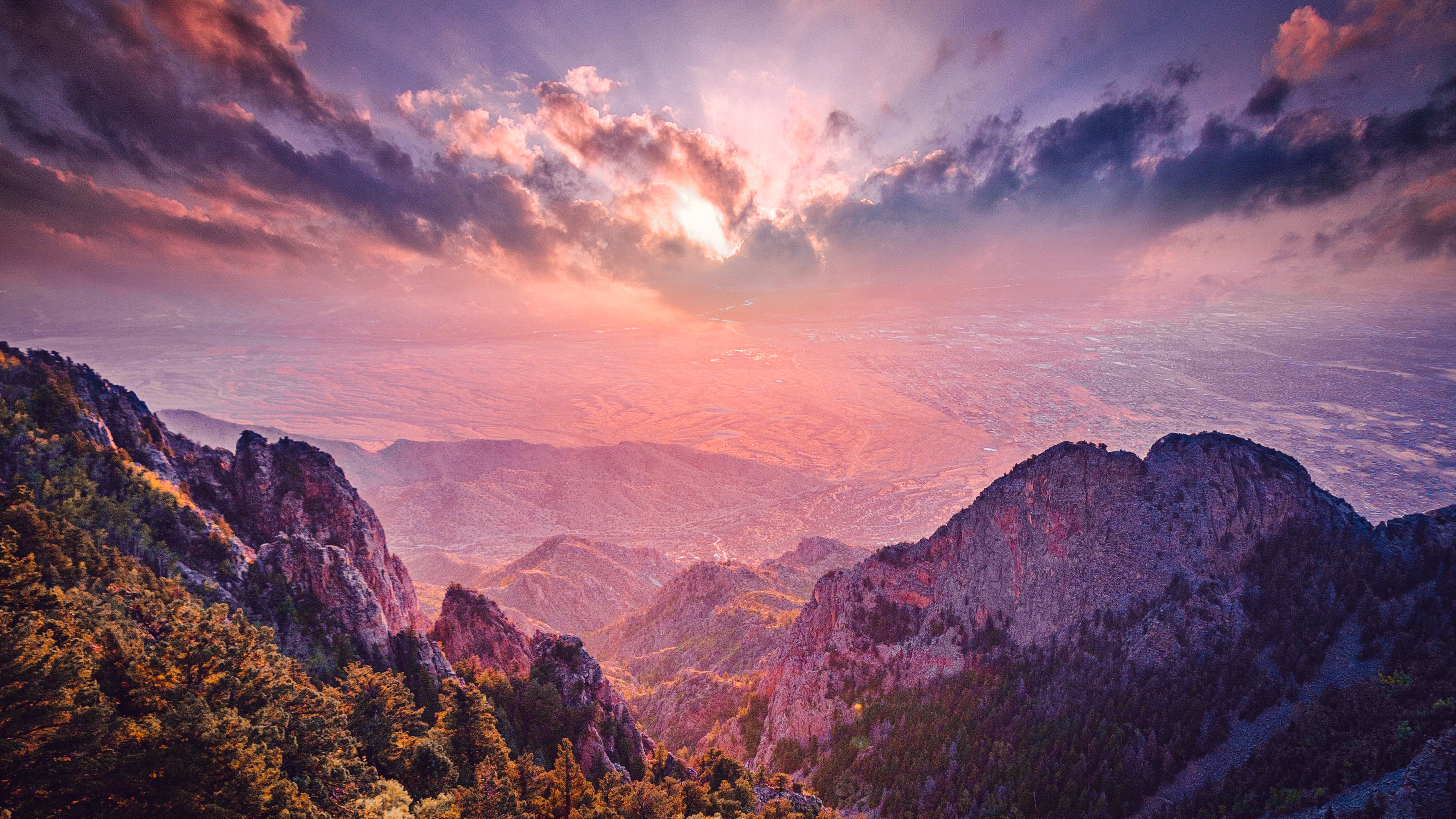 HD wallpaper, Landscape, Cloudy Sky, Mountain Peaks, Sunset, 8K, Scenic, , 5K, Summit, Aerial View