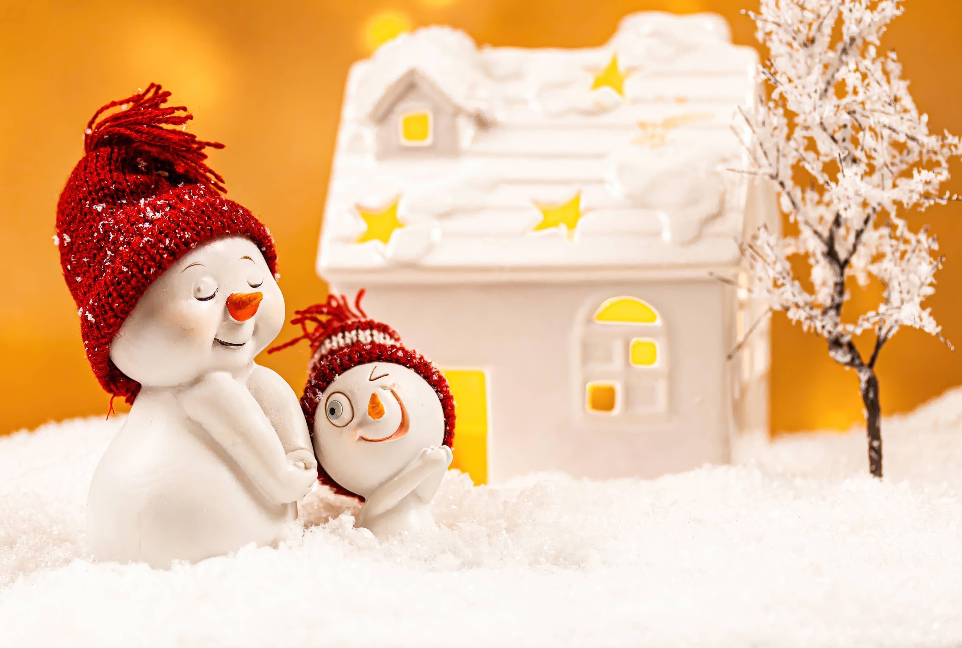 HD wallpaper, Snowman, Cute Figure, Snowfall, Winter, Adorable