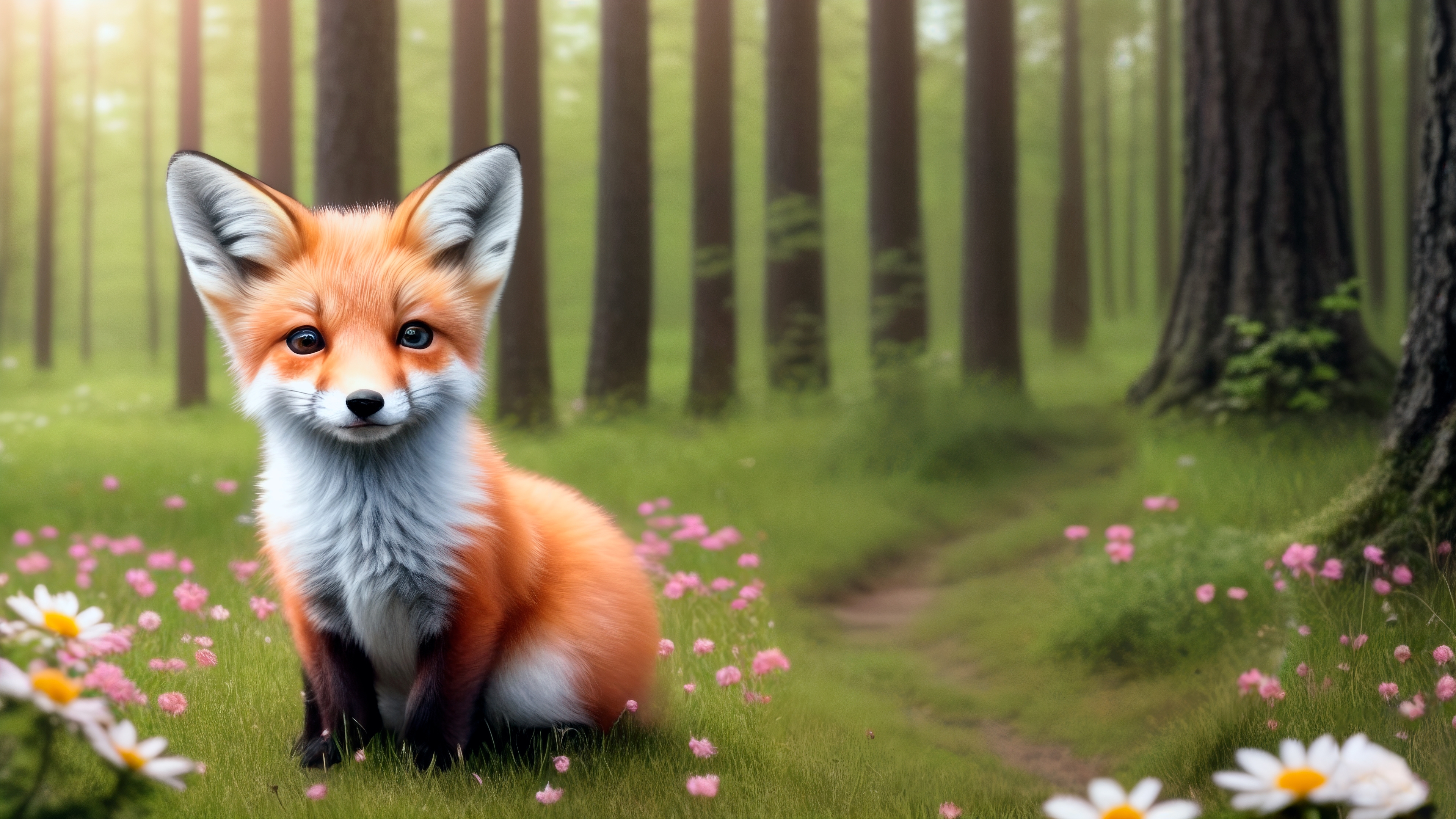 HD wallpaper, Cute Fox, Forest, Surreal, Ai Art