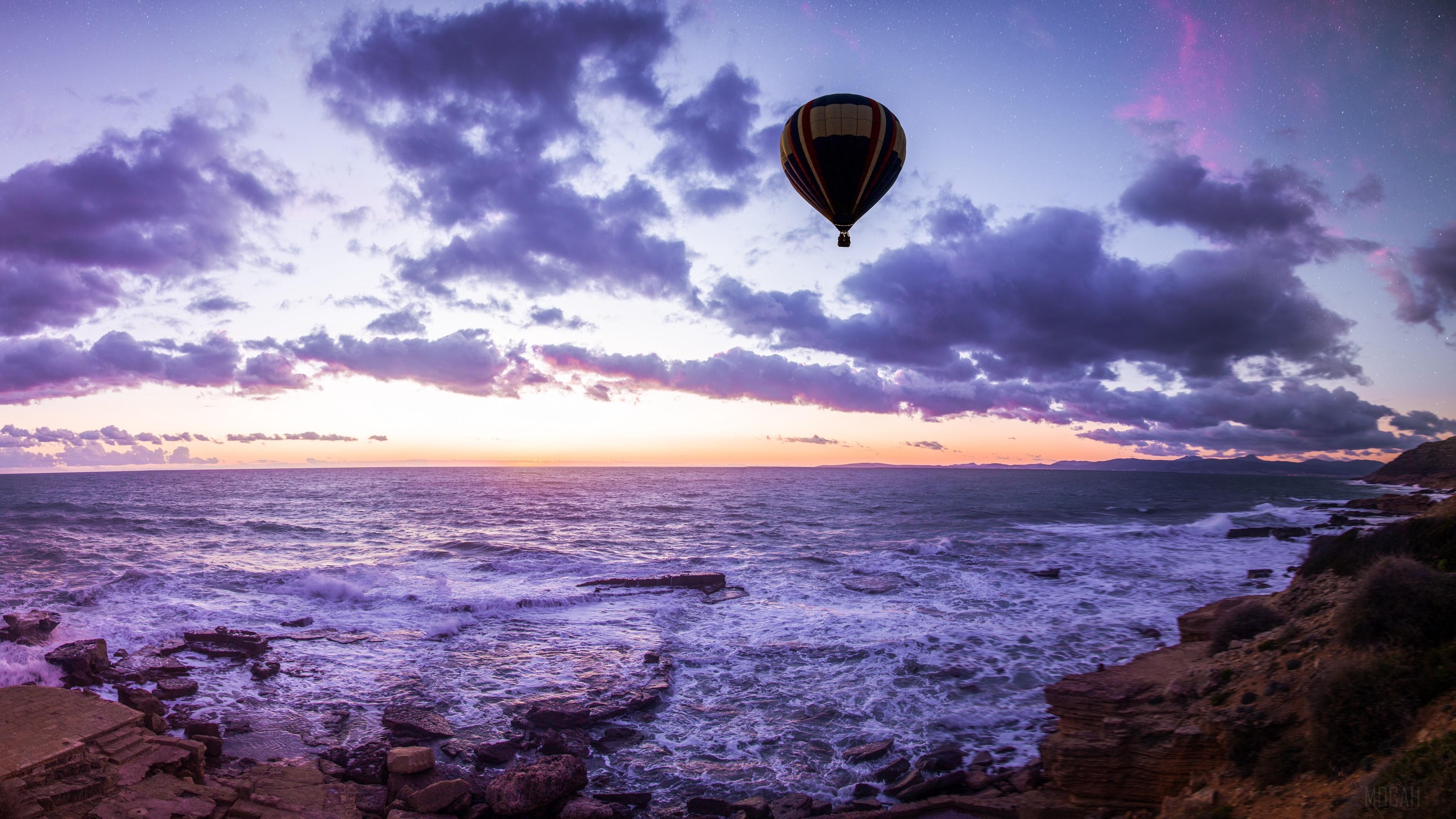 HD wallpaper, Air Balloon, Sea, Surf 4K, Horizon