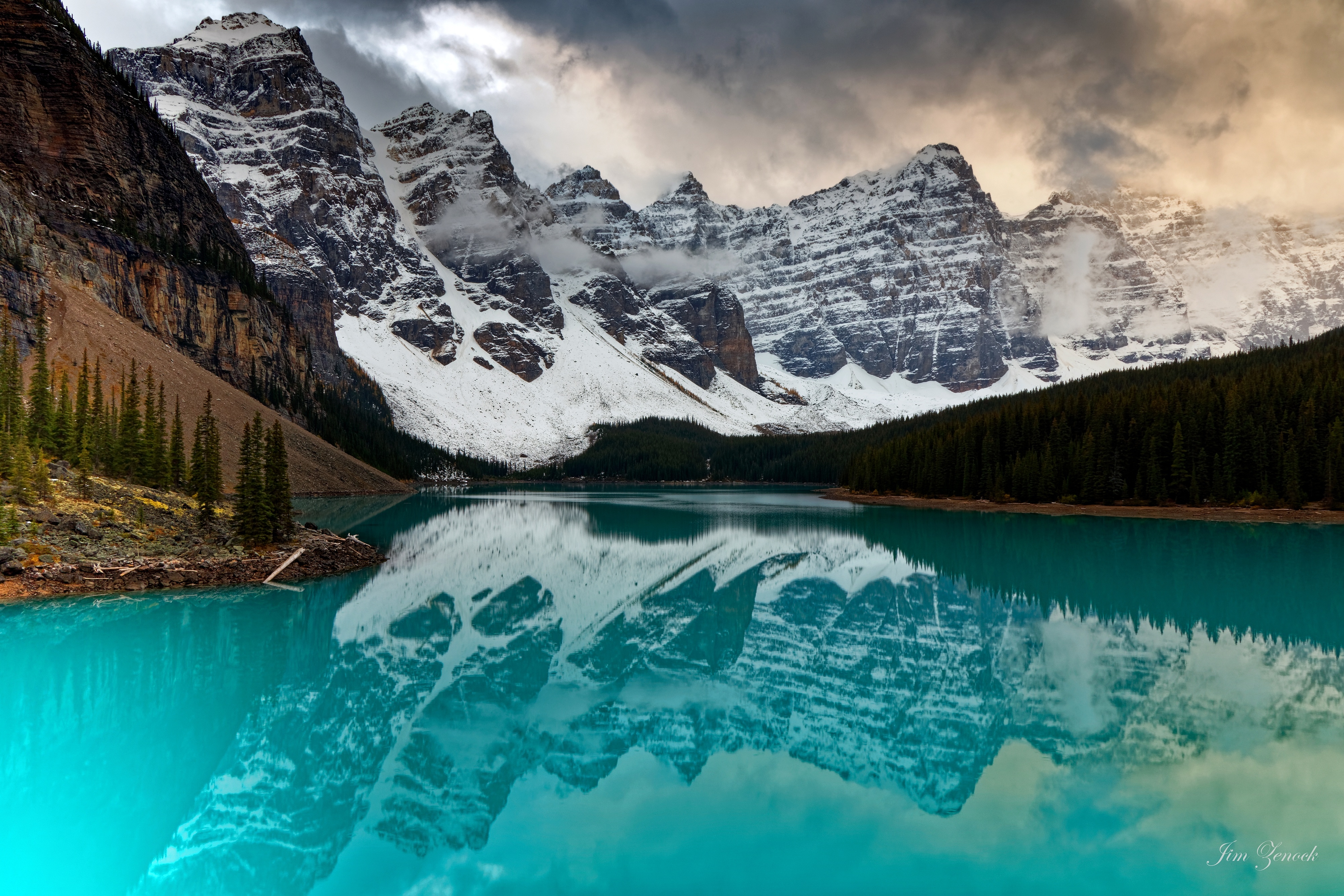 HD wallpaper, Banff National Park, Mountains, Moraine Lake, Reflection, Snow Covered, Forest, Canada, Scenery, Alberta