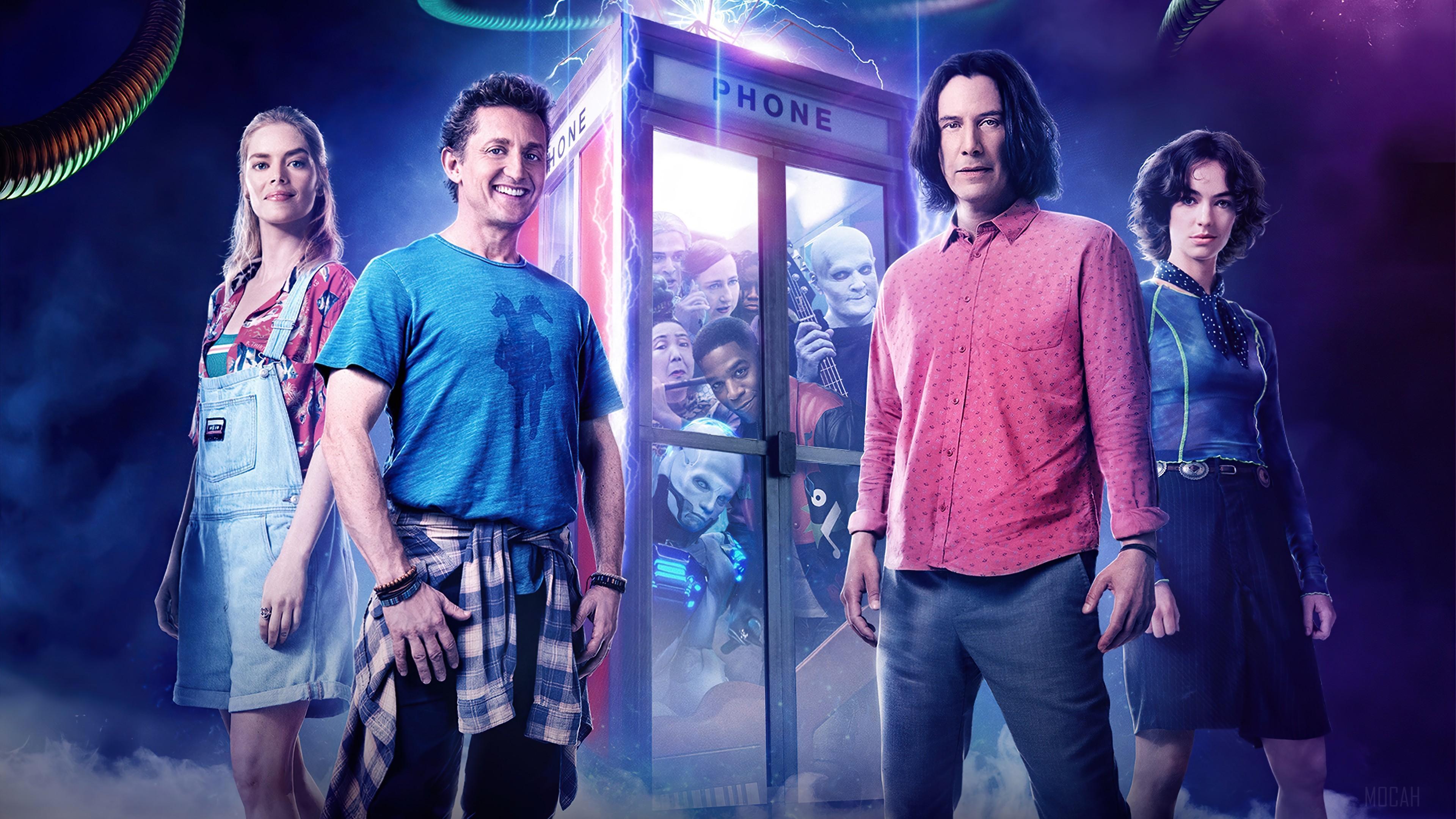 HD wallpaper, Cast, Video Game, Alex Winter, Samara Weaving, Brigette Lundy Paine 4K, Characters, Poster, Bill And Ted Face The Music, Keanu Reeves