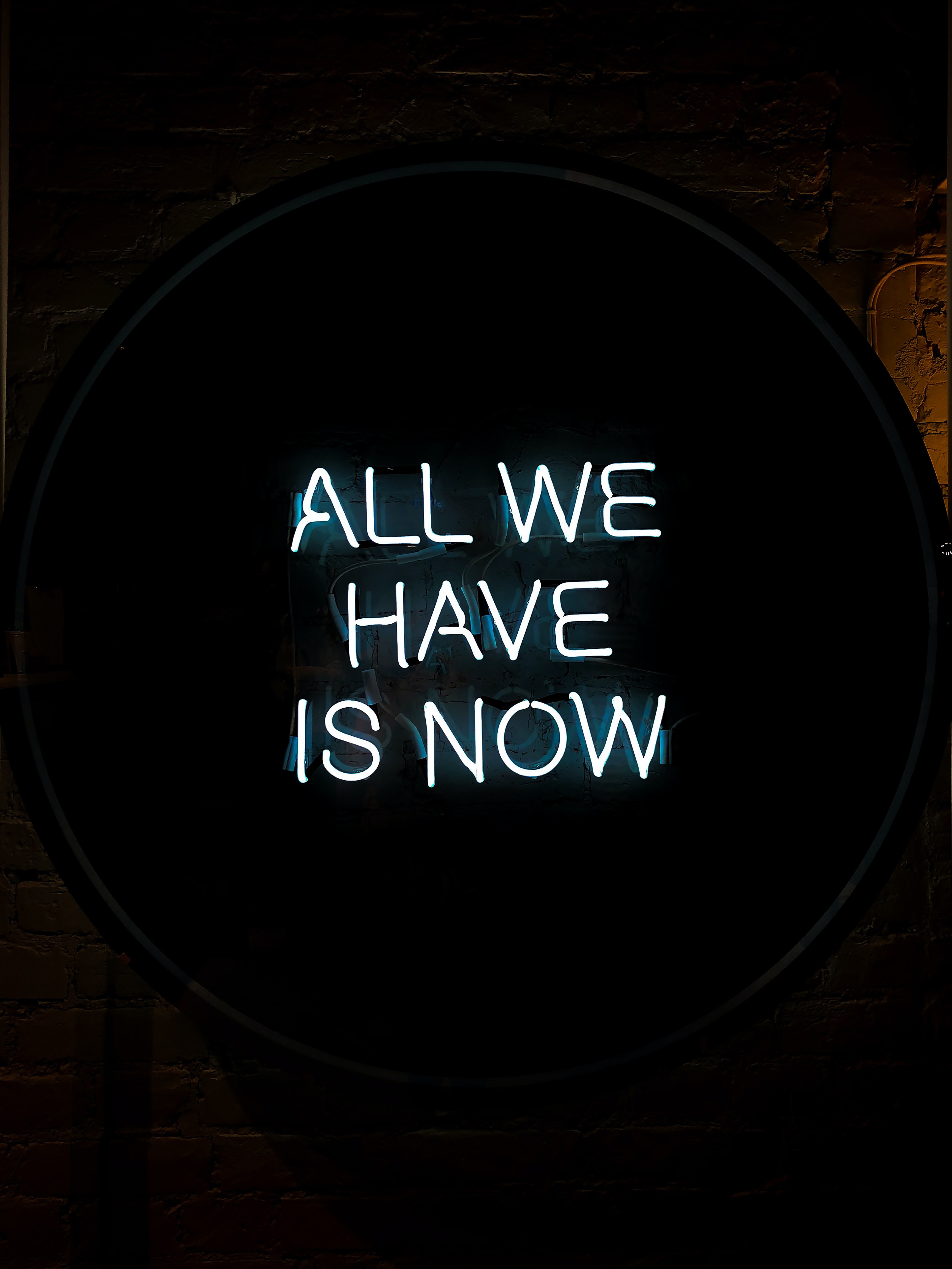 HD wallpaper, Wall, Black Background, Neon Sign, Typography, All We Have Is Now