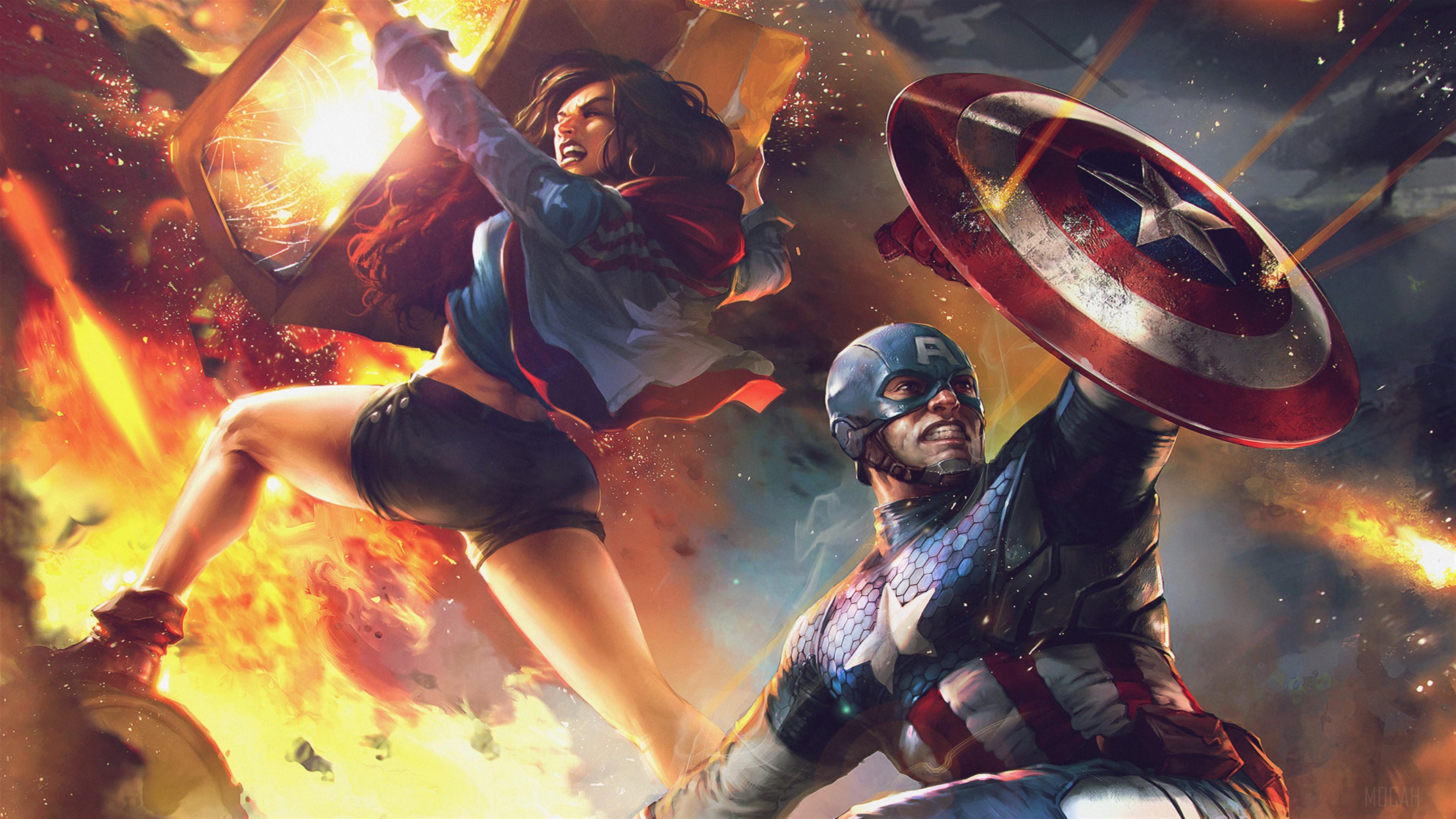 HD wallpaper, America Chavez And Captain America Artwork 4K