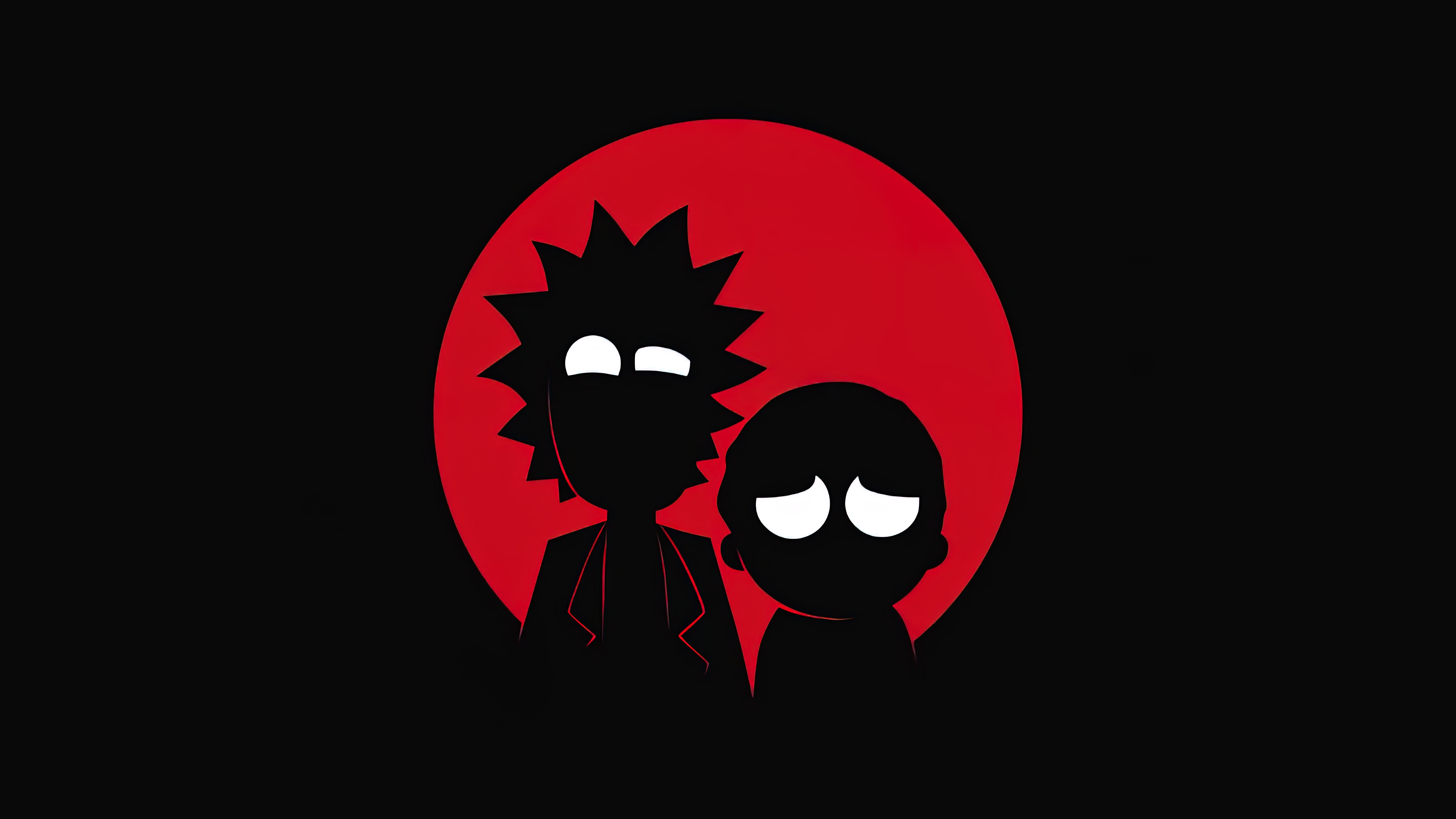 HD wallpaper, Black Background, Morty Smith, Simple, Rick Sanchez, Rick And Morty, Amoled, 5K, Silhouette