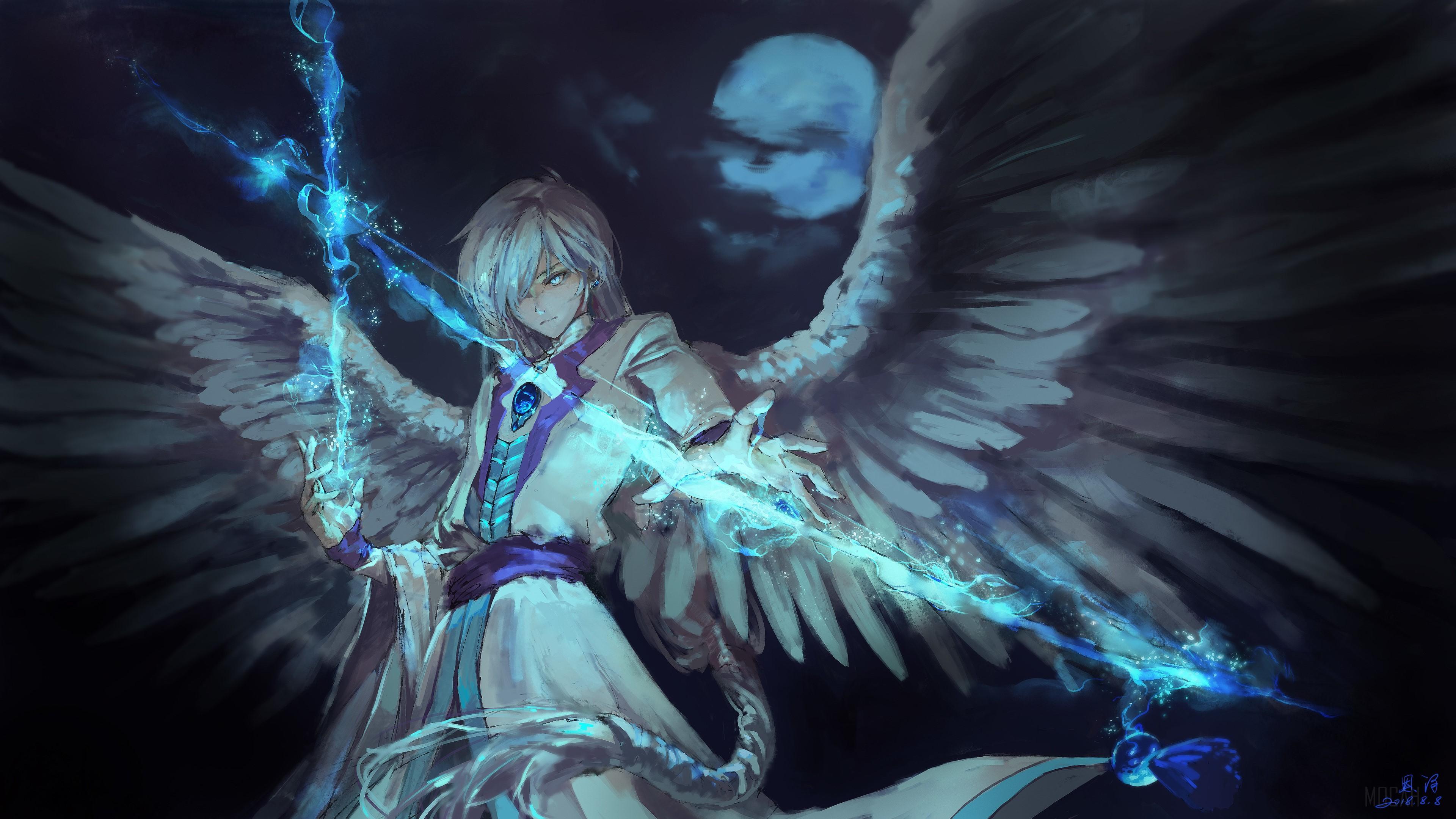 HD wallpaper, Anime Angel Boy With Magical Arrow 4K