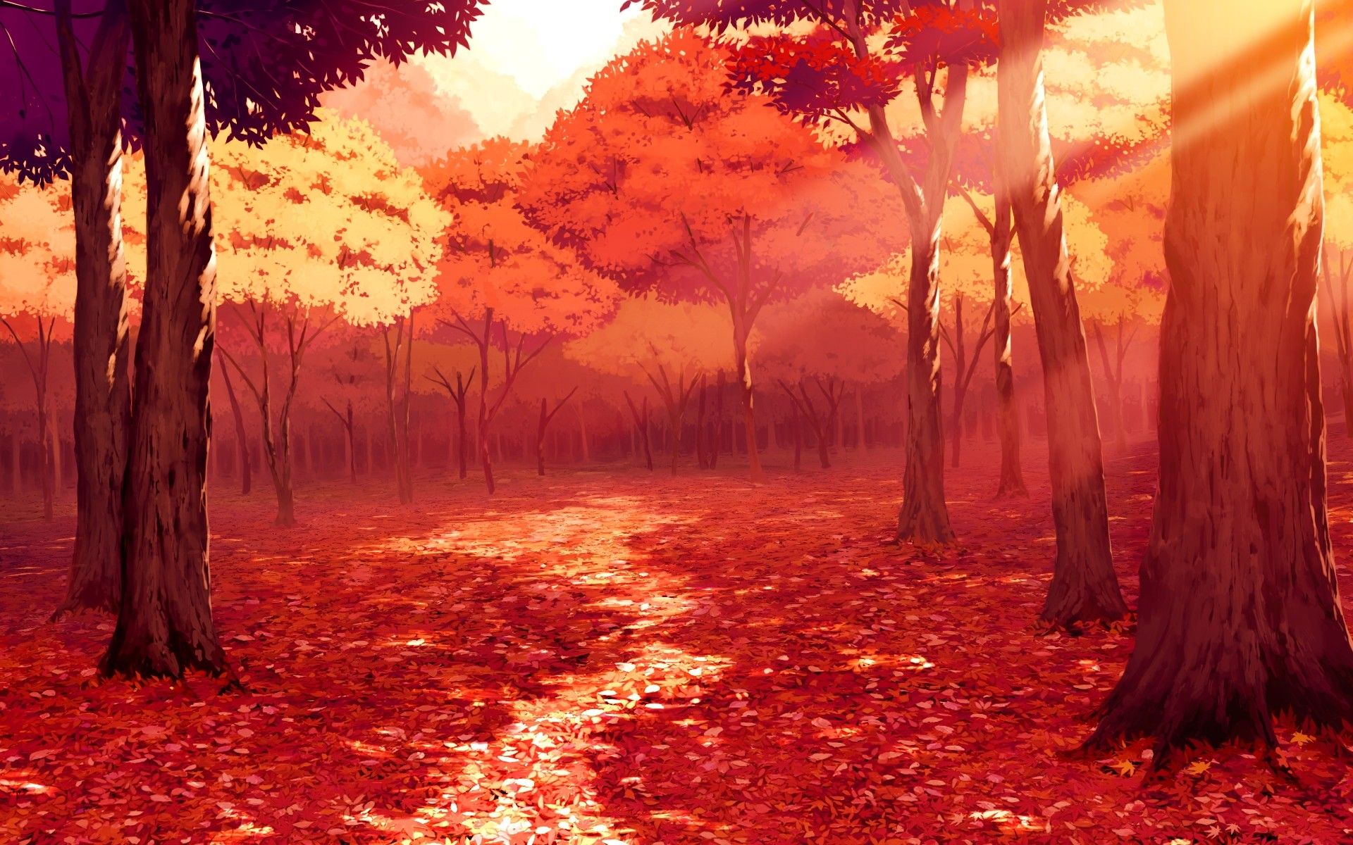 HD wallpaper, Anime, Scenery, Autumn