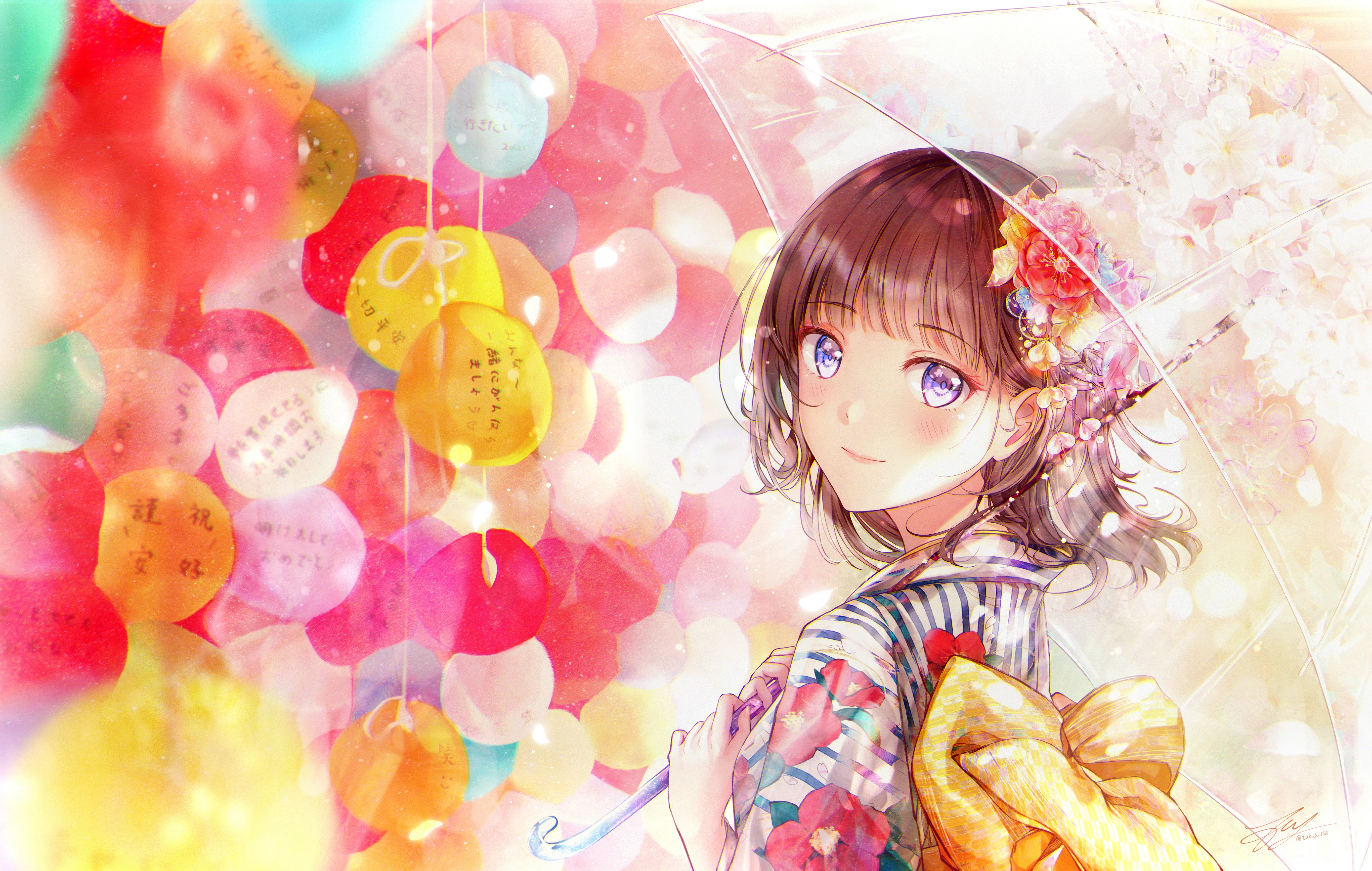 HD wallpaper, Floral Background, Girly Backgrounds, 5K, Anime Girl, Colorful Background