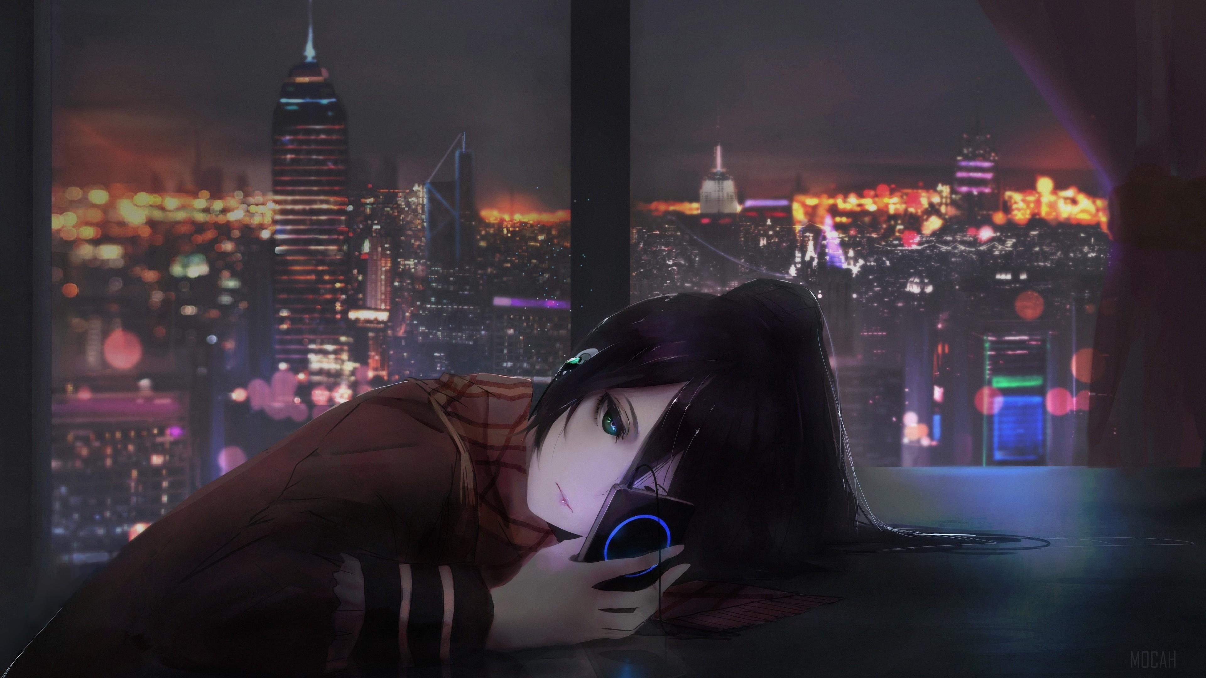 HD wallpaper, Anime Girl Listening Music On Ipod 4K