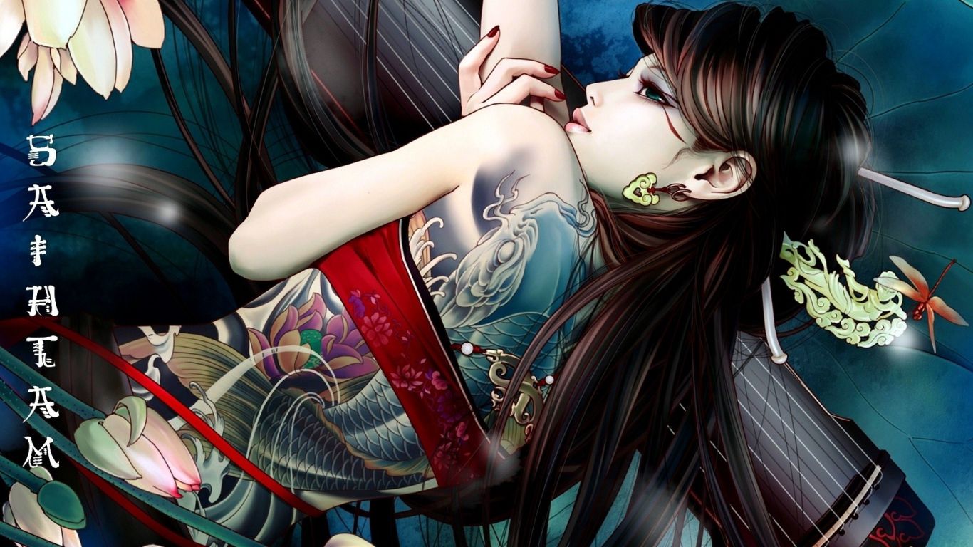 HD wallpaper, Girl, Tattoo, Anime