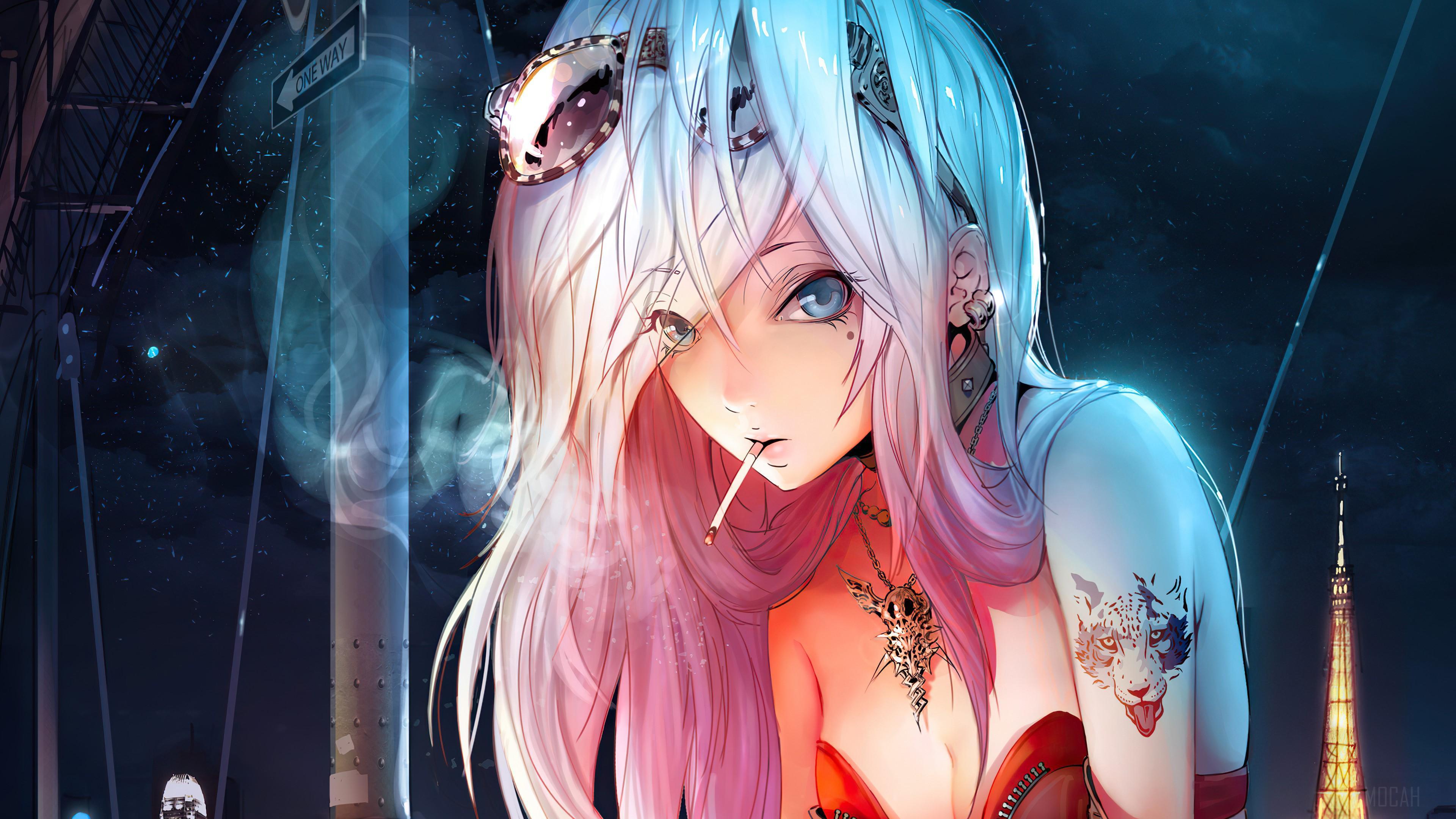 HD wallpaper, Anime Girls, Anime, Smoking 4K