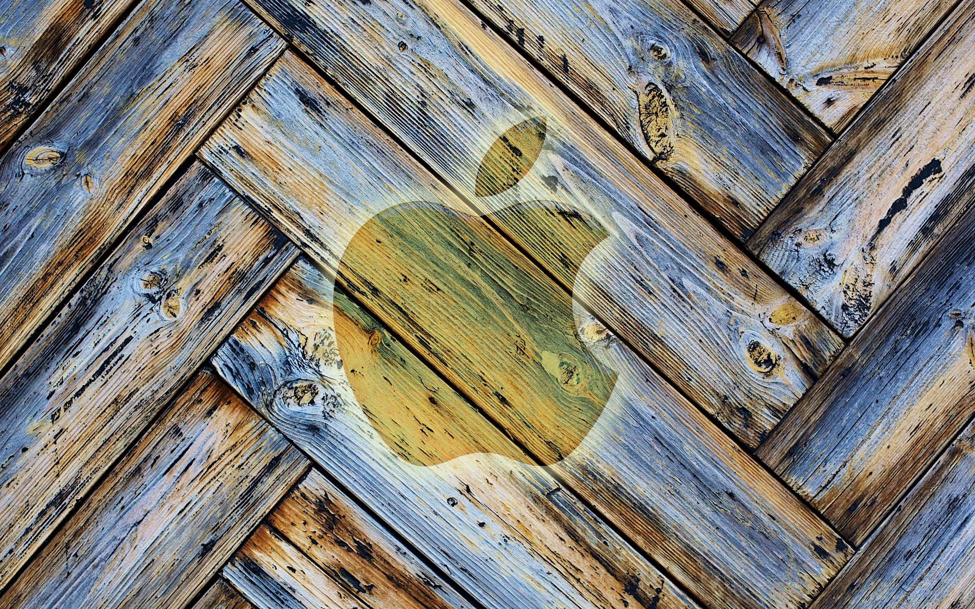 HD wallpaper, Wood, Logo, Apple