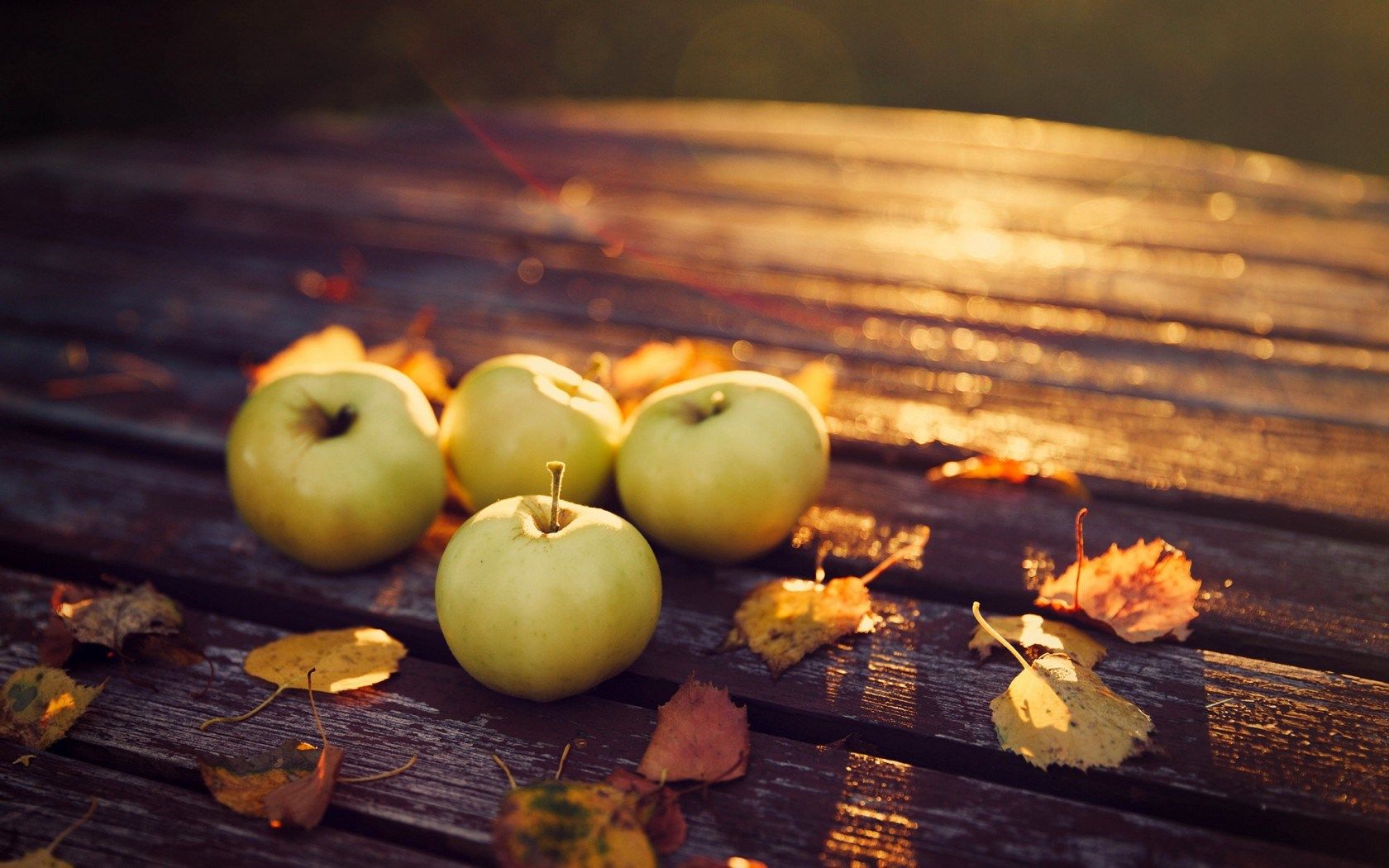 HD wallpaper, Apples, Leaves, Autumn, Evening