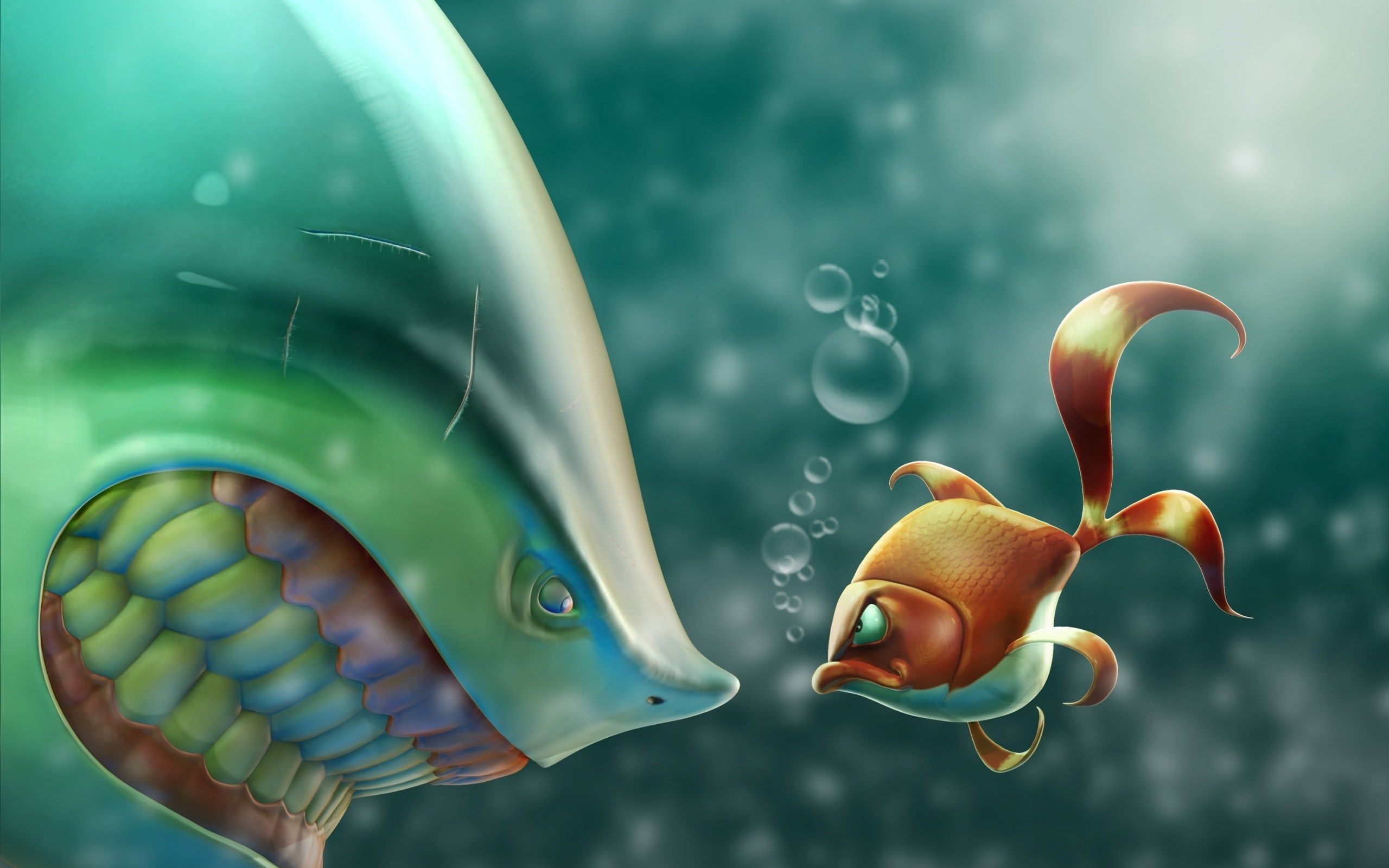 HD wallpaper, Bubbles, Fish, Situation, Shark, Art, Cartoon