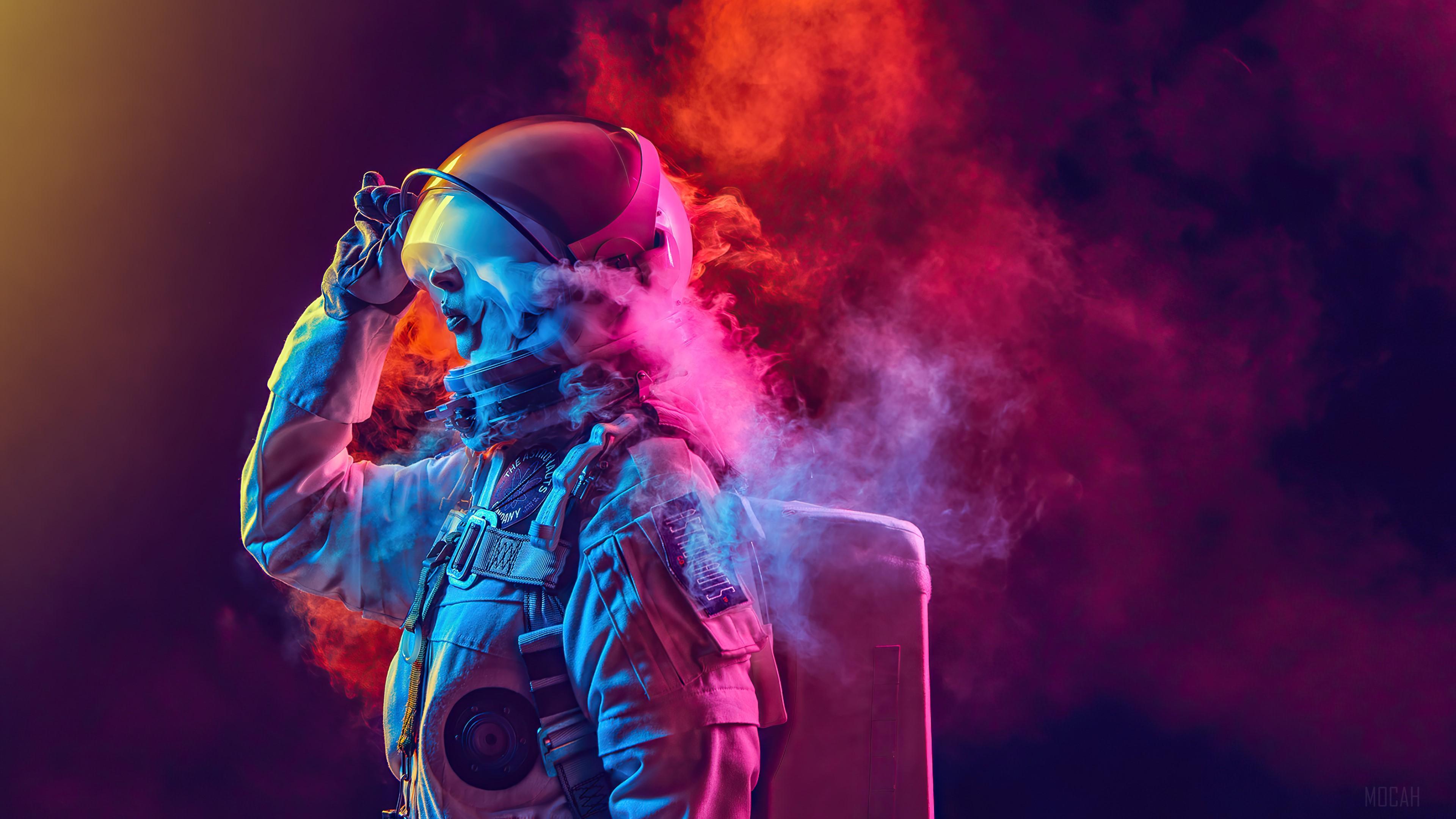 HD wallpaper, Astronaut, Smoke, Digital Art 4K