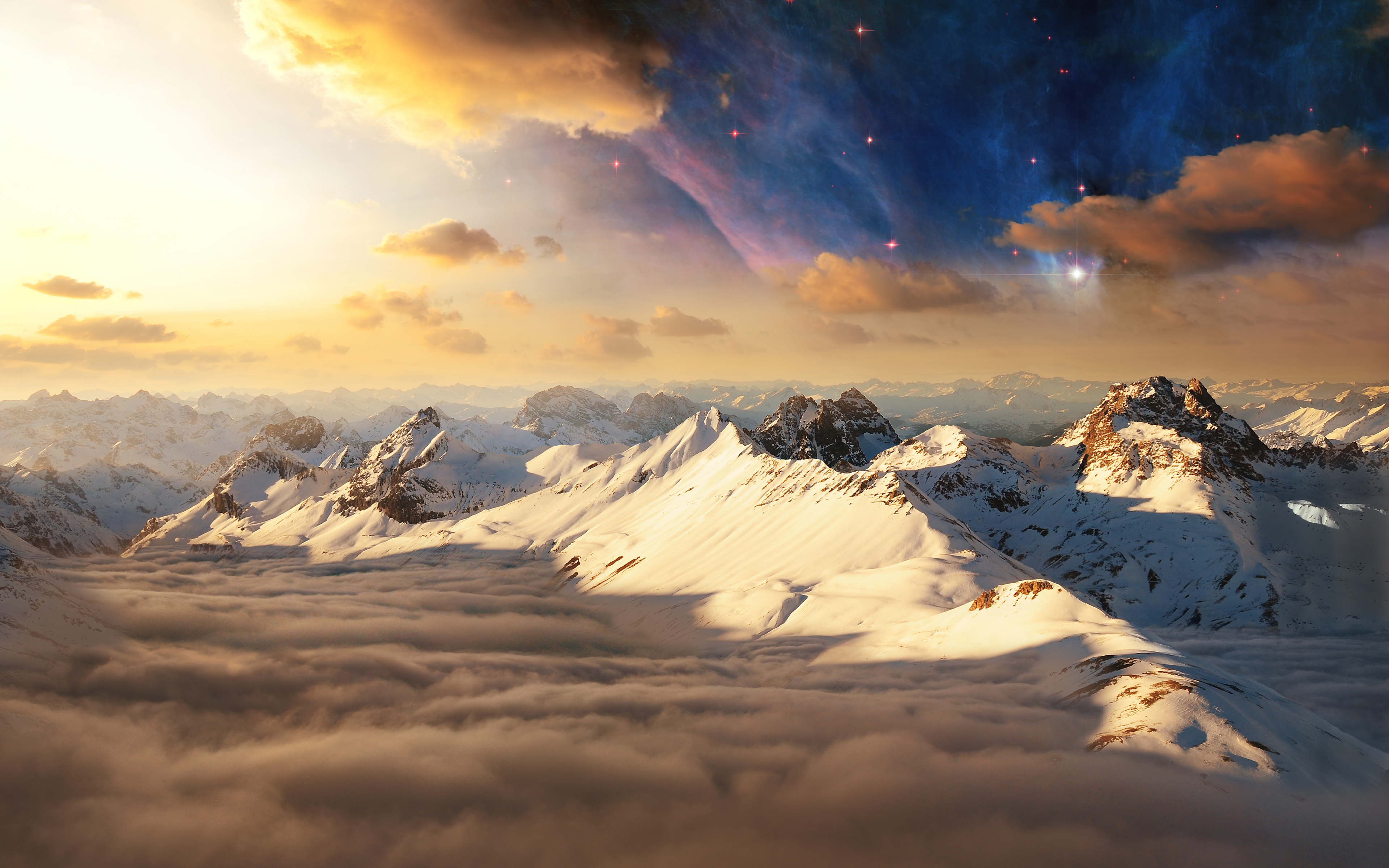 HD wallpaper, Switzerland, Clouds, Astronomy, Scenic, Surreal, Swiss Alps, Aesthetic, Alps Mountains