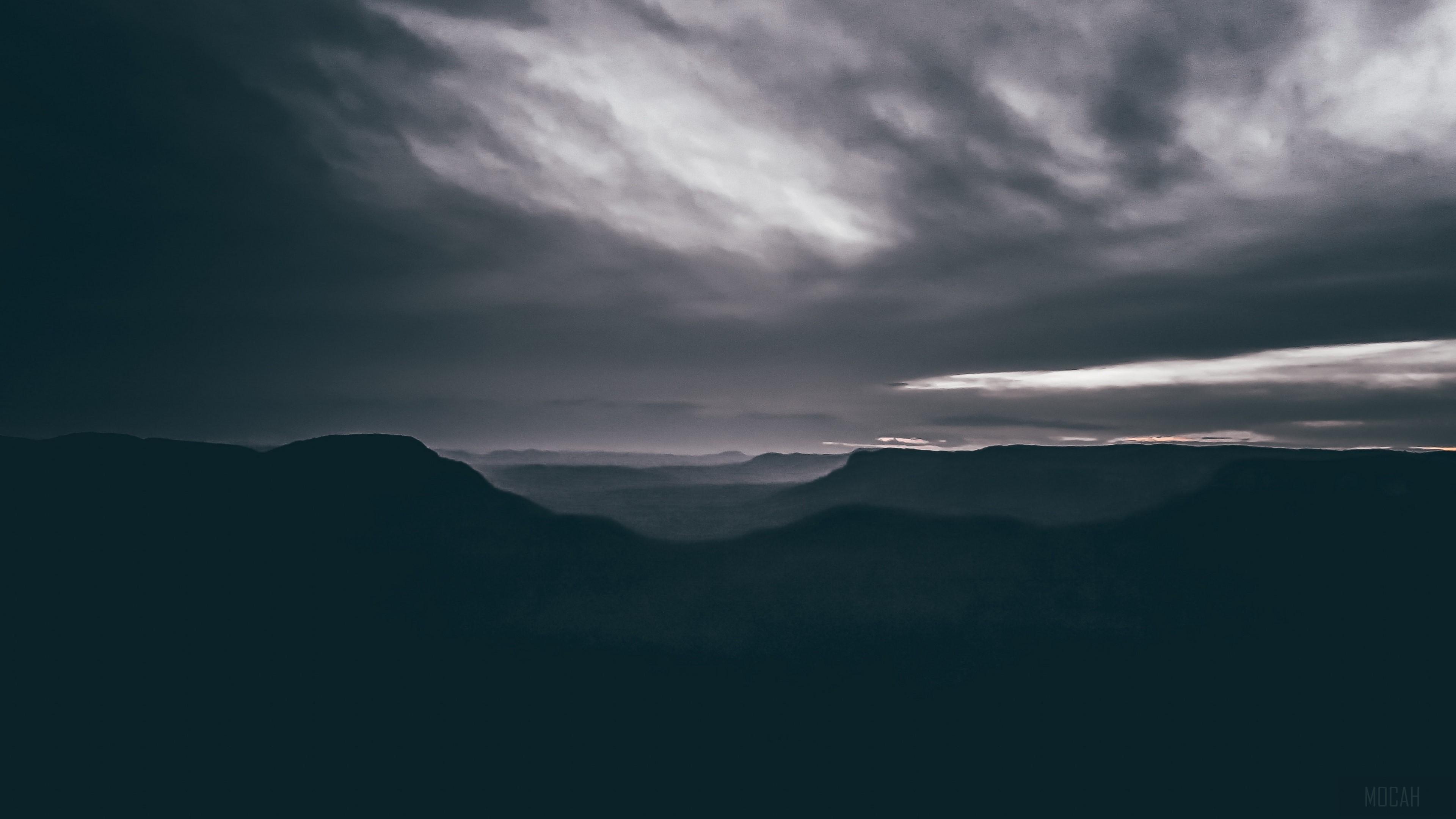 HD wallpaper, Clouds, Blue Mountains, Dark, Mountains, Australia 4K, National Park