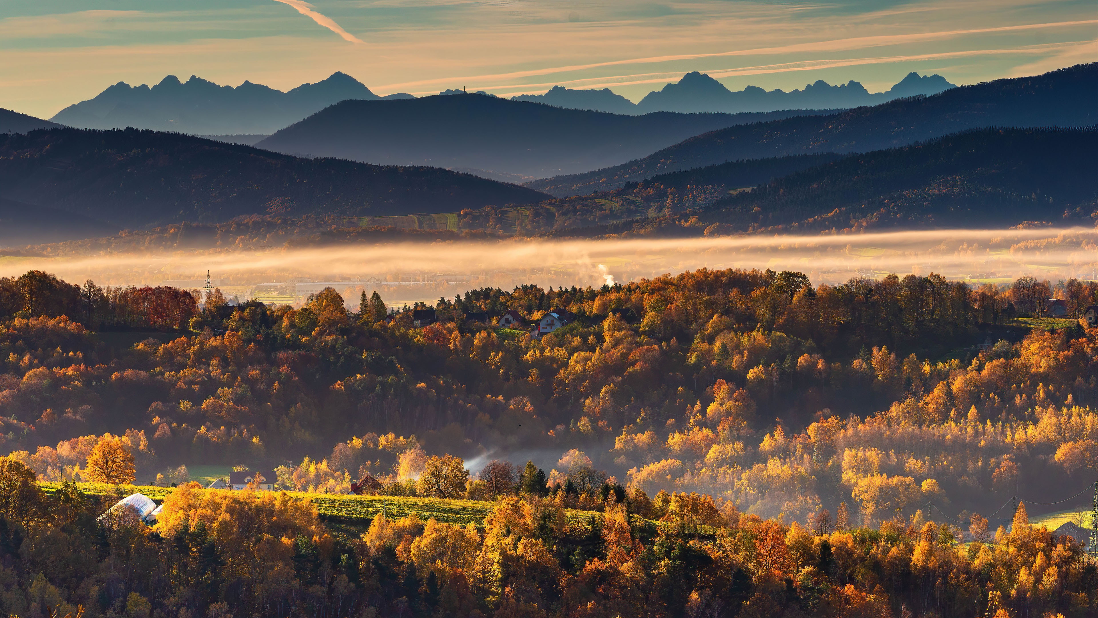 HD wallpaper, Foggy, Scenic, Tatra Mountains, Autumn, Morning, Poland, Landscape, Europe