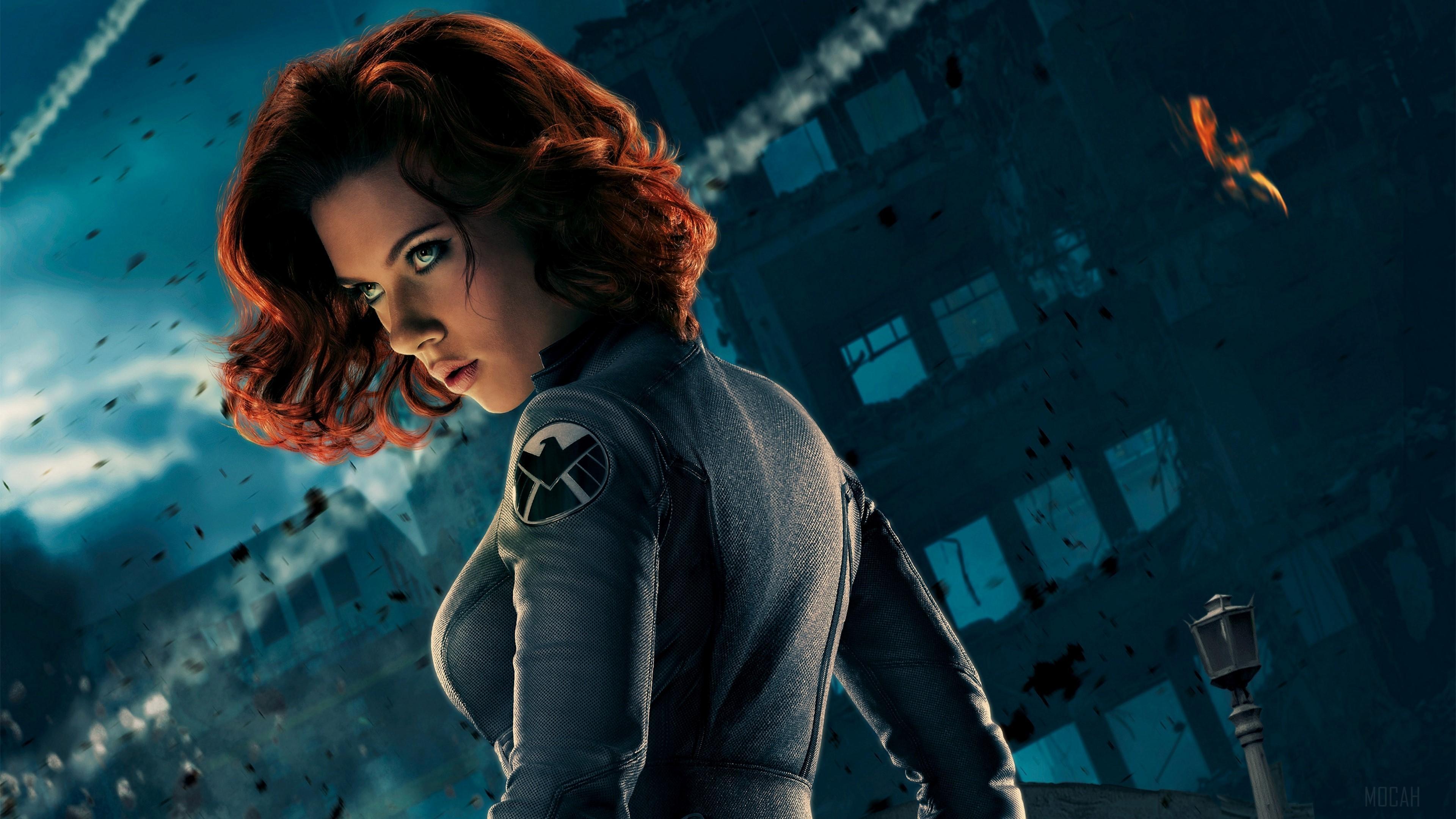 HD wallpaper, Scarlett Johansson 4K, Black Widow, Gun, Natasha Romanoff, Avengers