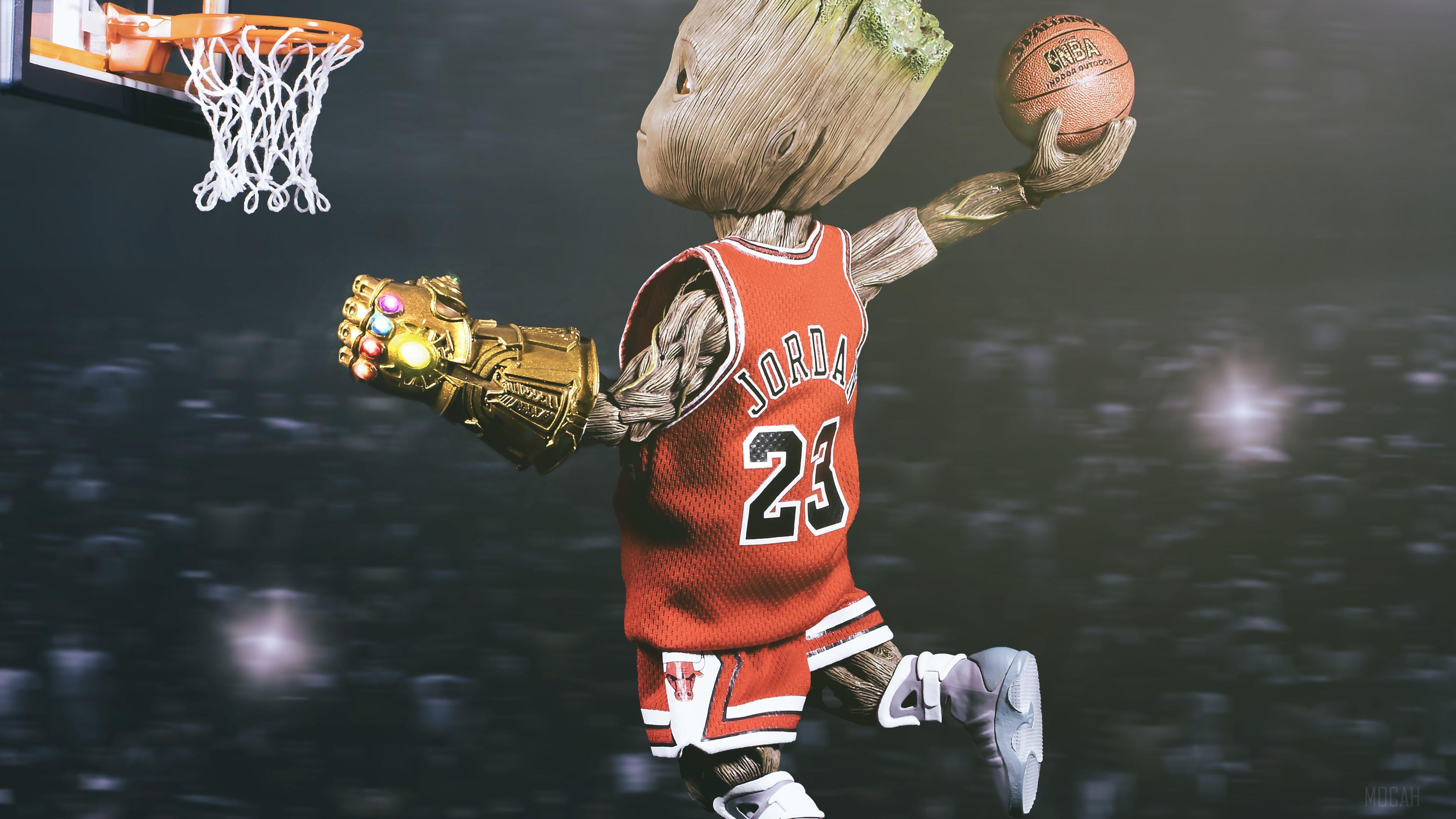 HD wallpaper, Baby Groot Playing Basketball 4K