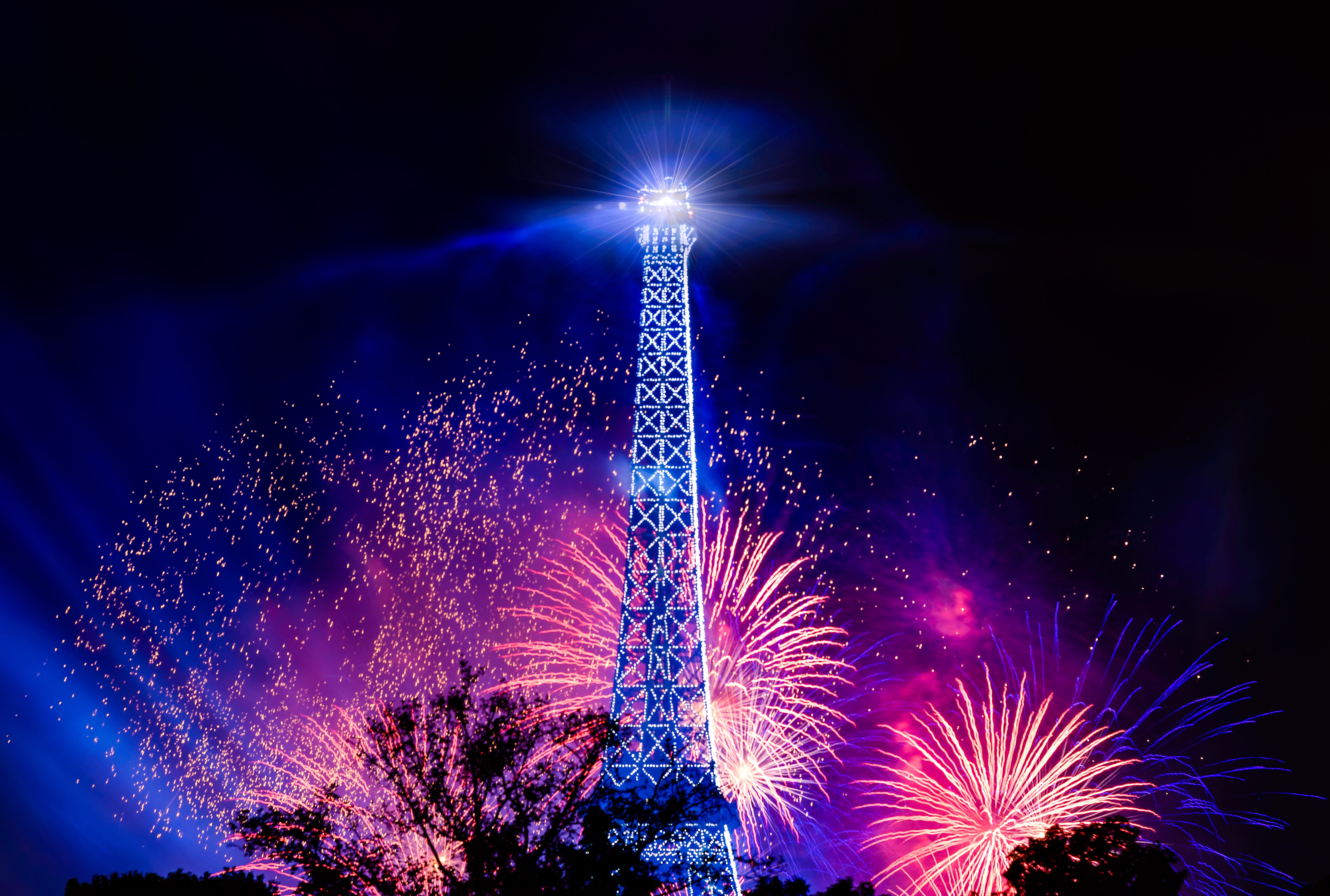 HD wallpaper, France, Bastille Day, Paris, Eiffel Tower, Fireworks, Night